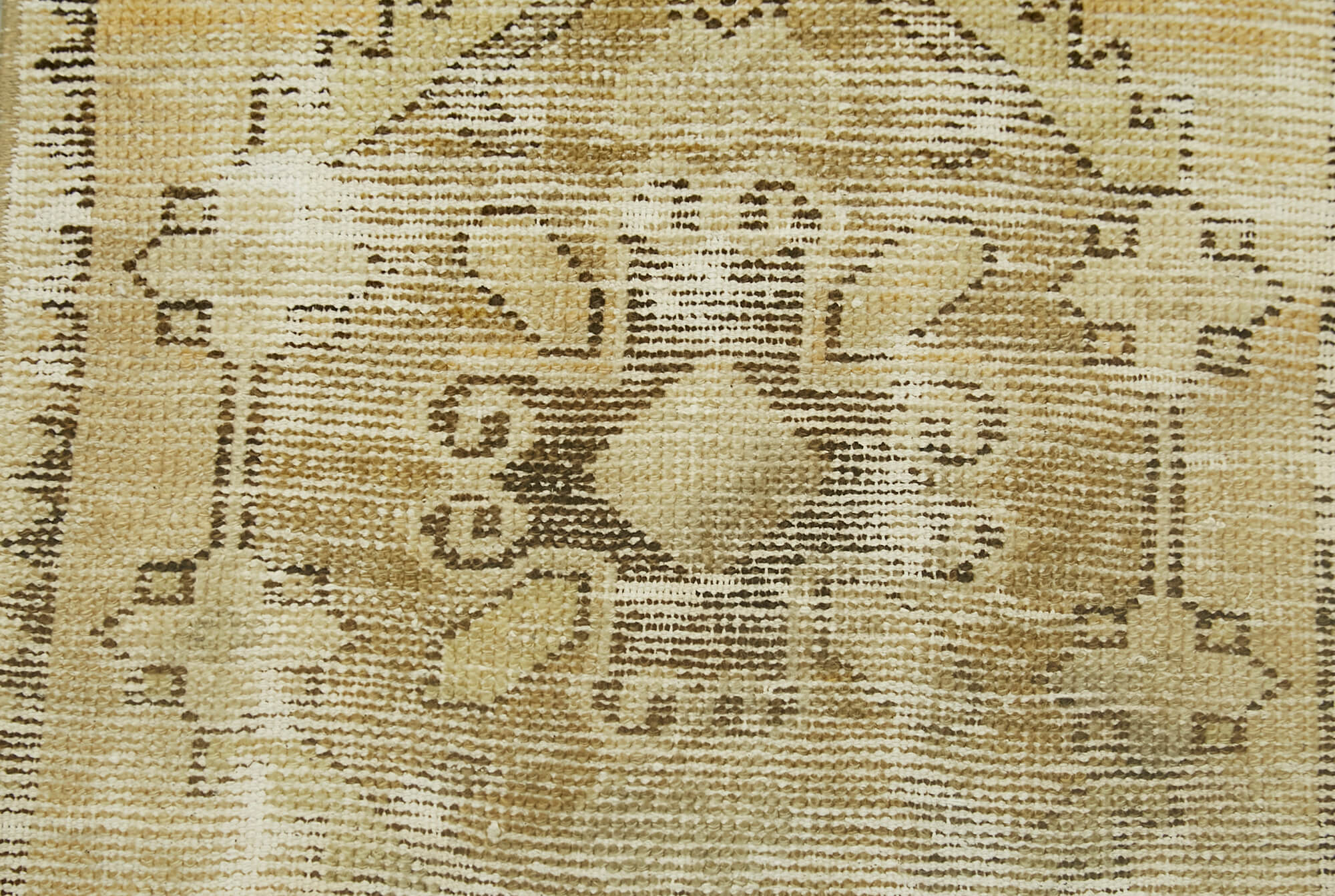Vintage Wool Area Rug – Handmade Cotton Rug, Overdyed Beige Carpet 1'6''x2'8''