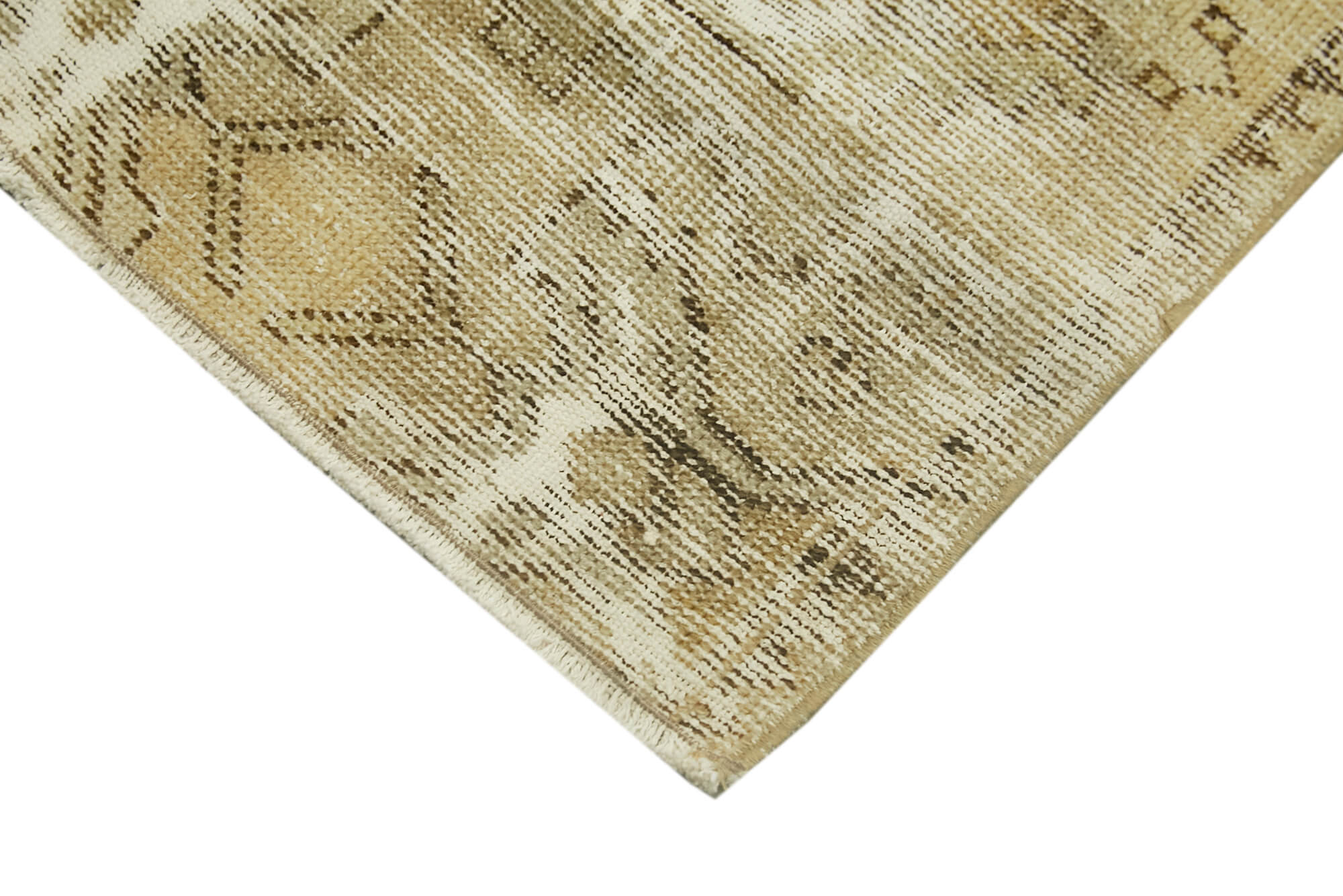 Vintage Wool Area Rug – Handmade Cotton Rug, Overdyed Beige Carpet 1'6''x2'8''