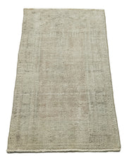 Vintage Area Rug – Overdyed Beige Handmade Wool Cotton Carpet 1'9''x3'9''