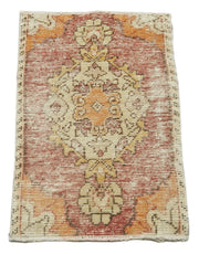 Vintage Area Rug - Hand Woven Overdyed Red Rug | Cotton Wool Carpet, Turkish Hand Knotted