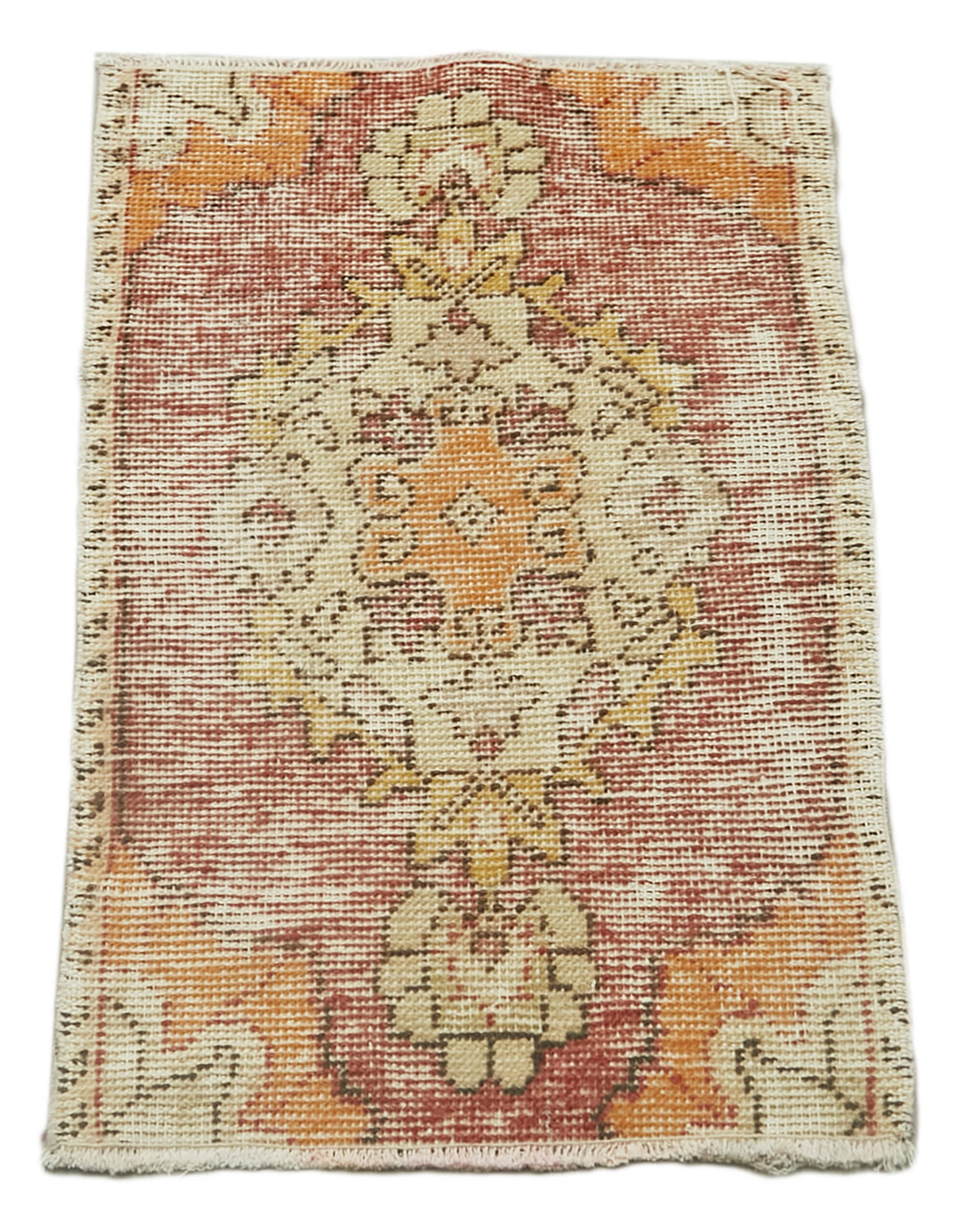 Vintage Area Rug - Hand Woven Overdyed Red Rug | Cotton Wool Carpet, Turkish Hand Knotted