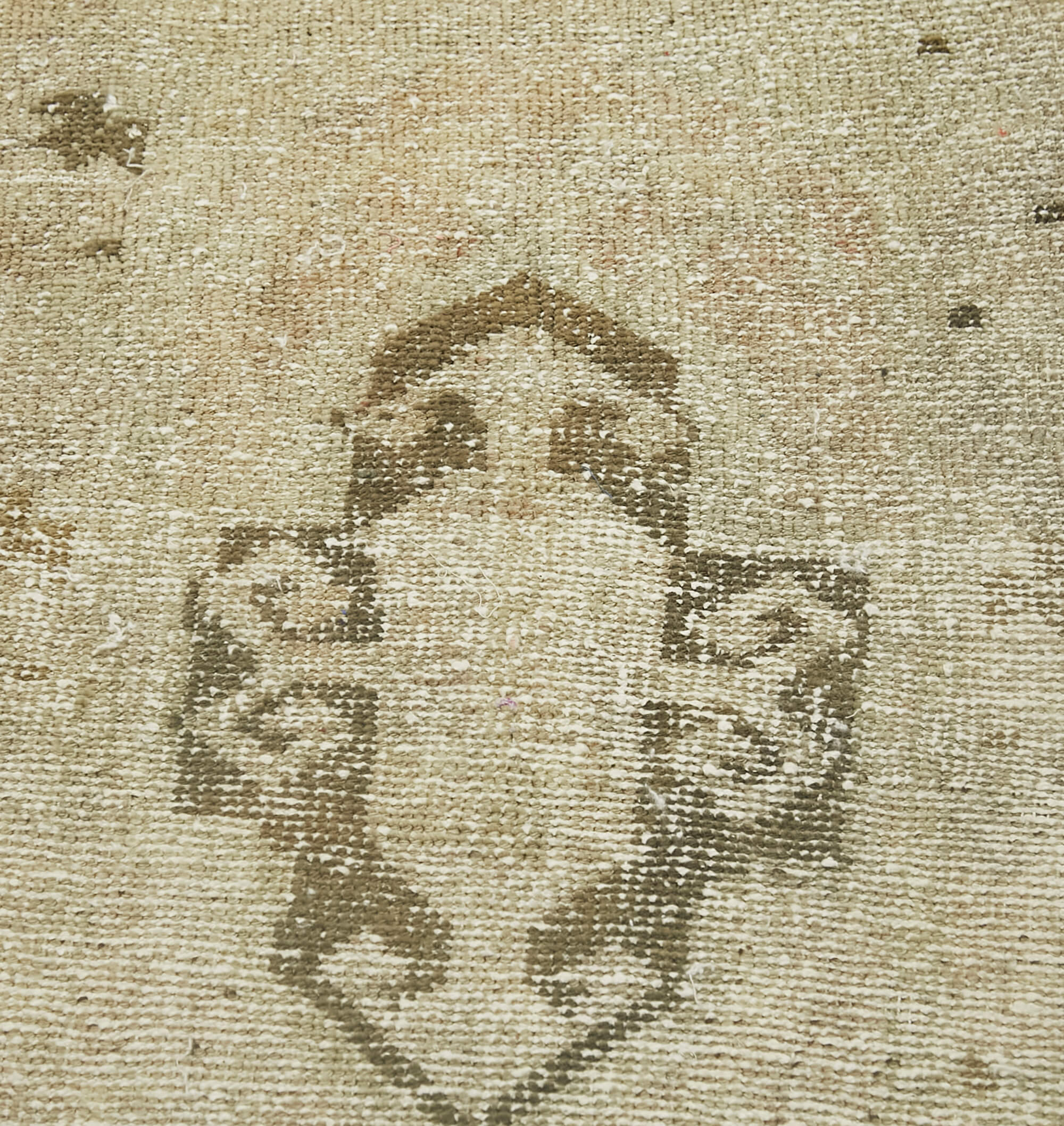Vintage Handmade Area Rug – Overdyed Beige Turkish Cotton Wool Carpet 2x3 ft