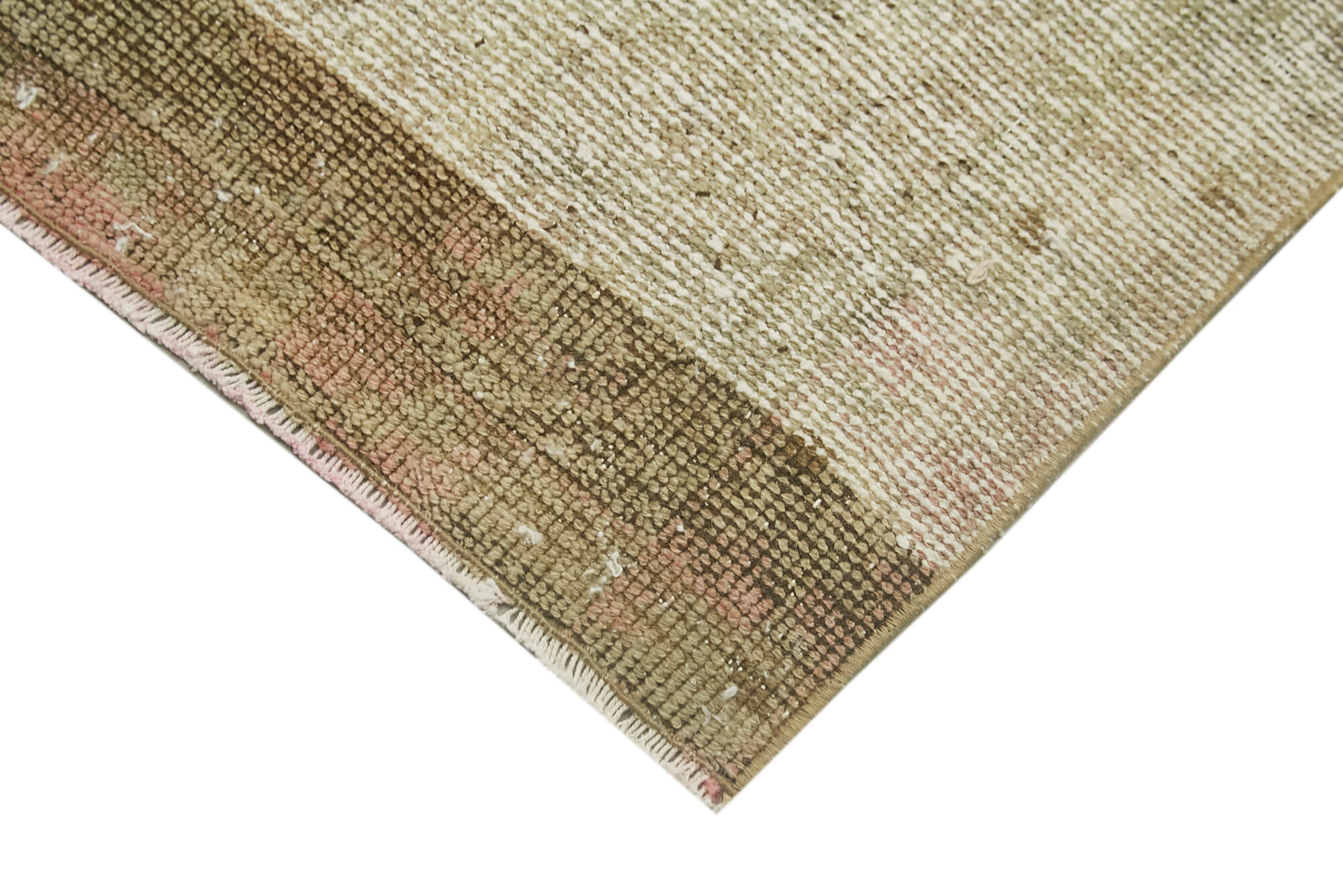 Vintage Handmade Area Rug – Overdyed Beige Turkish Cotton Wool Carpet 2x3 ft