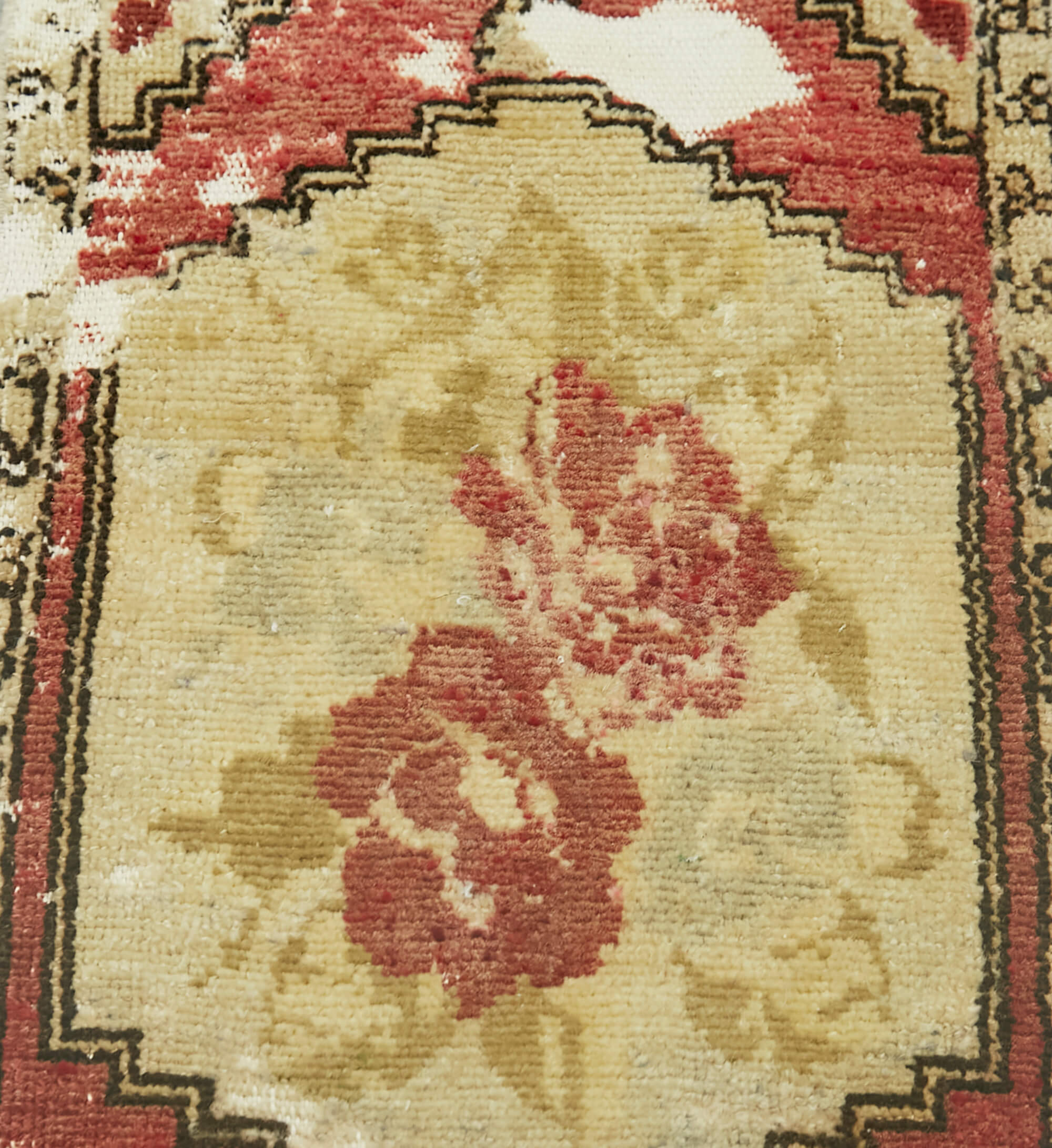 Vintage Handmade Area Rug – Overdyed Beige Turkish Cotton Wool Carpet 1x2 Feet