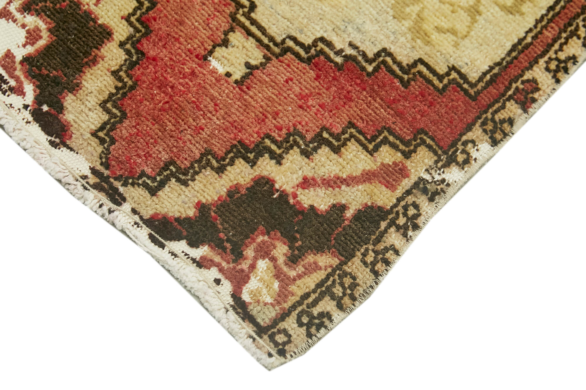 Vintage Handmade Area Rug – Overdyed Beige Turkish Cotton Wool Carpet 1x2 Feet