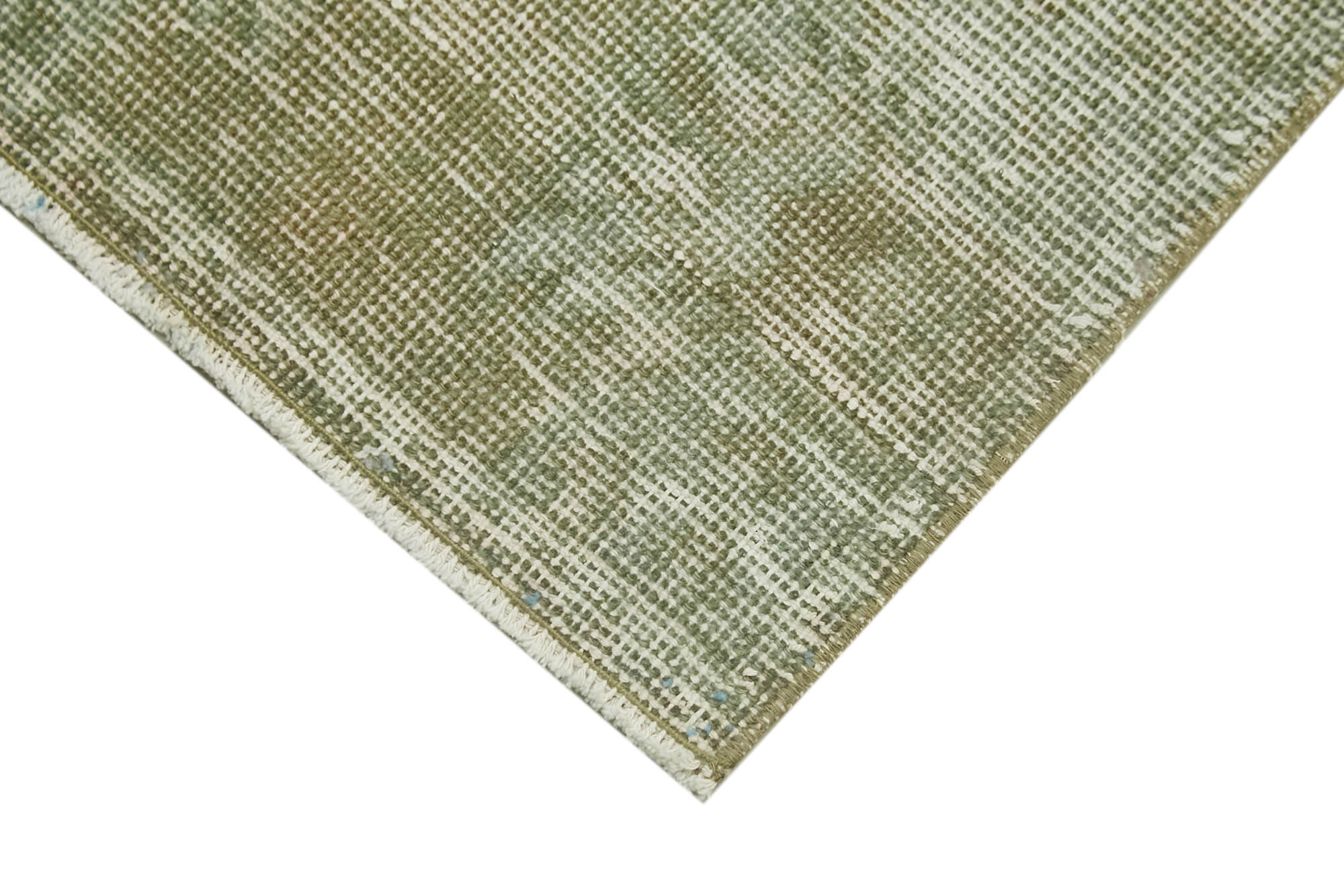 Handmade Vintage Area Rug - Overdyed Green Wool Cotton Carpet 1.5x2.9 Feet