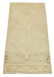 Vintage Handmade Area Rug – Overdyed Beige Cotton Wool Rug 1'5'' x 3'1''