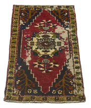 Vintage Wool Area Rug – Handmade Cotton Rug, Overdyed Red Carpet, Small Vintage Rug 1'8''x3'3''