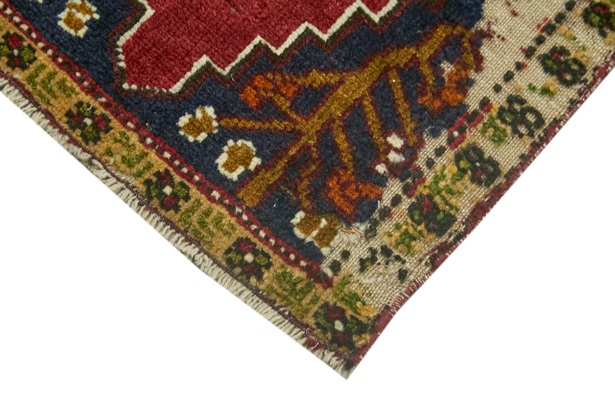 Vintage Wool Area Rug – Handmade Cotton Rug, Overdyed Red Carpet, Small Vintage Rug 1'8''x3'3''