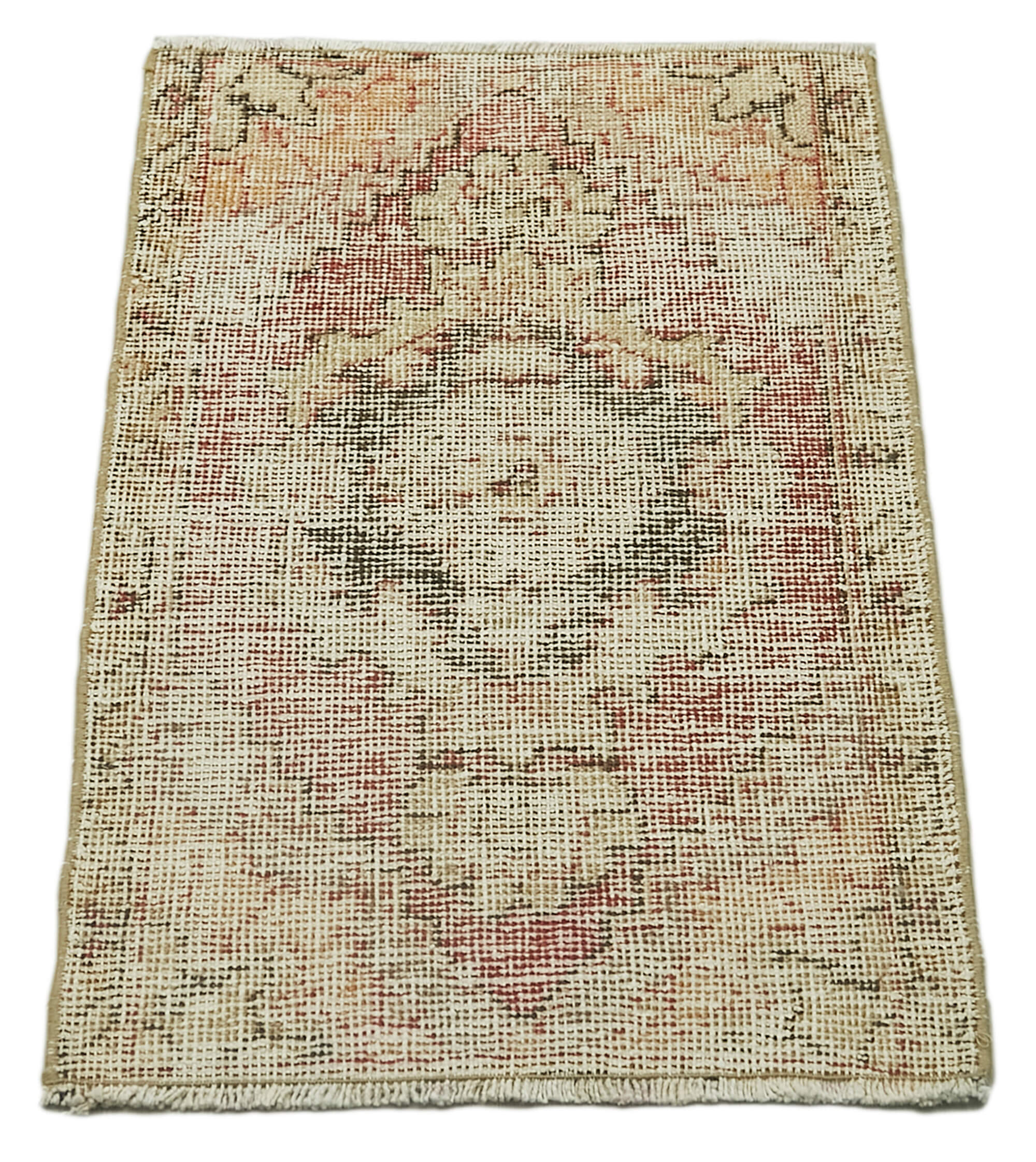Handmade Vintage Area Rug – Overdyed Wool Rug | Beige Small Turkish Carpet 1'7''x2'6''
