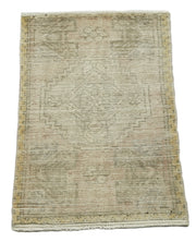 Handmade Vintage Area Rug - Overdyed Wool Rug | Beige Small Decorative Carpet