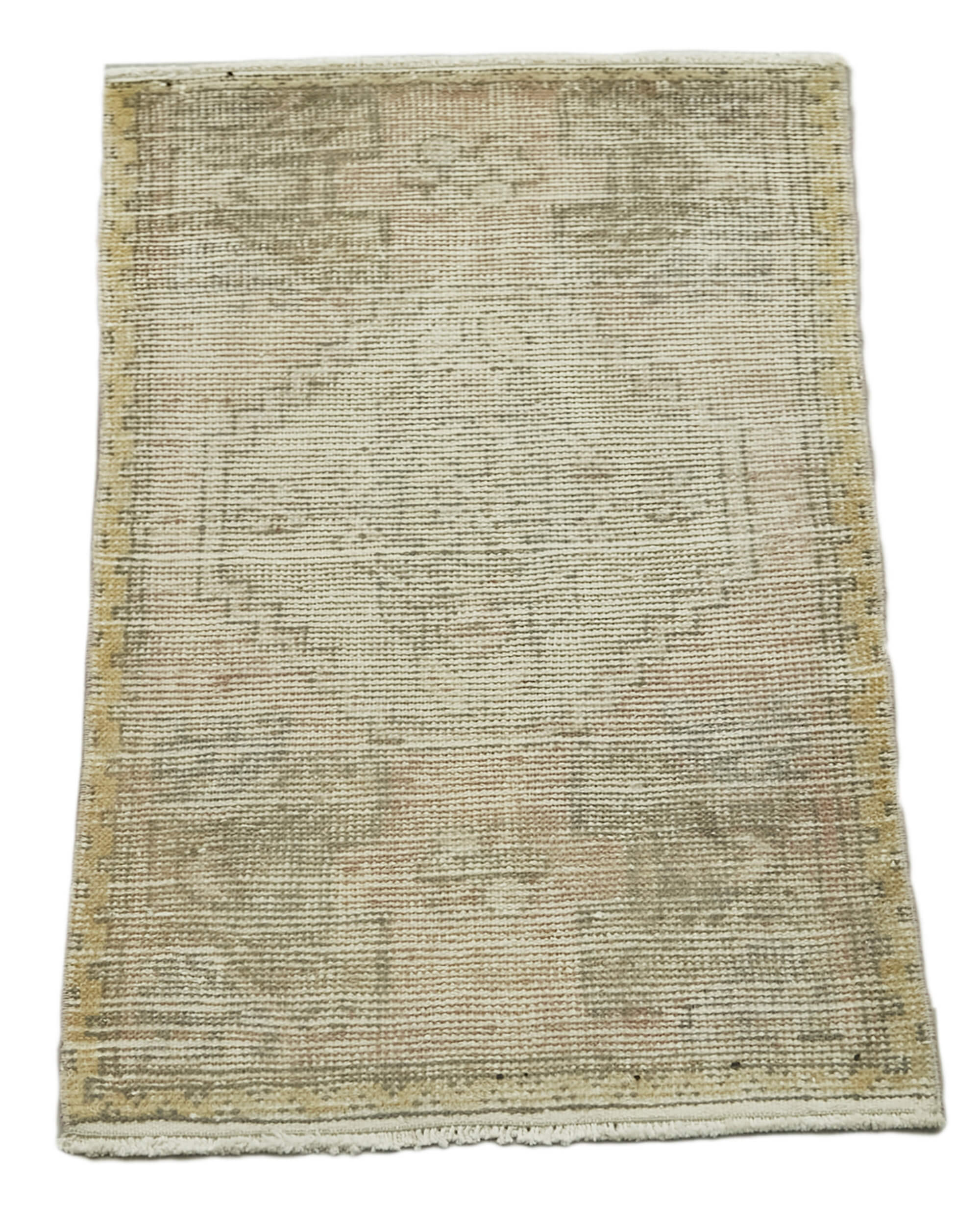 Handmade Vintage Area Rug - Overdyed Wool Rug | Beige Small Decorative Carpet