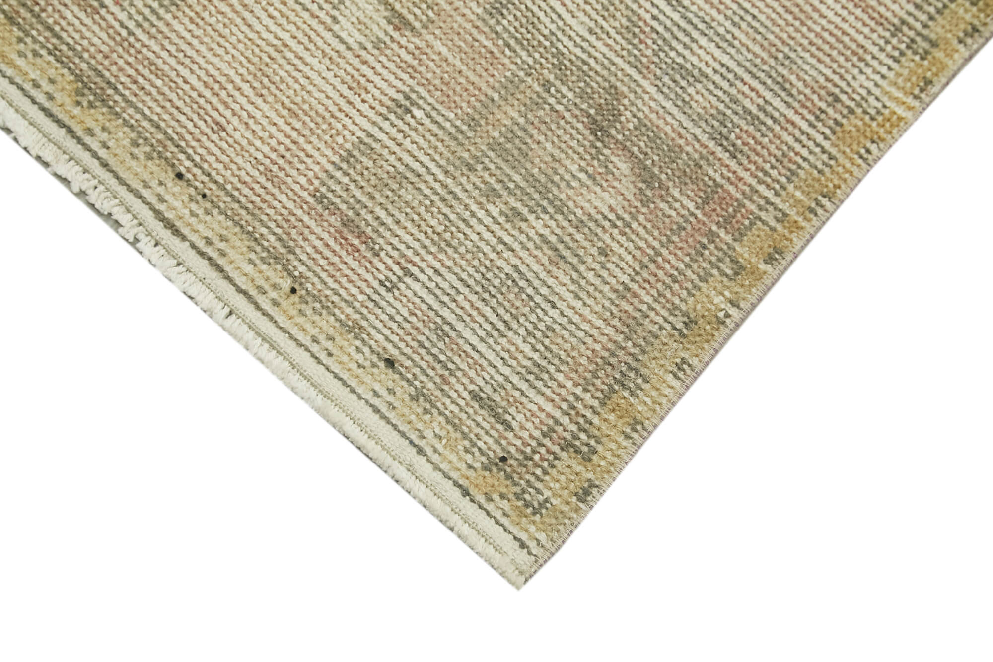 Handmade Vintage Area Rug - Overdyed Wool Rug | Beige Small Decorative Carpet