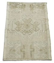 Handmade Area Rug – Overdyed Beige Vintage Wool Cotton Carpet 1'8'' x 3'0''