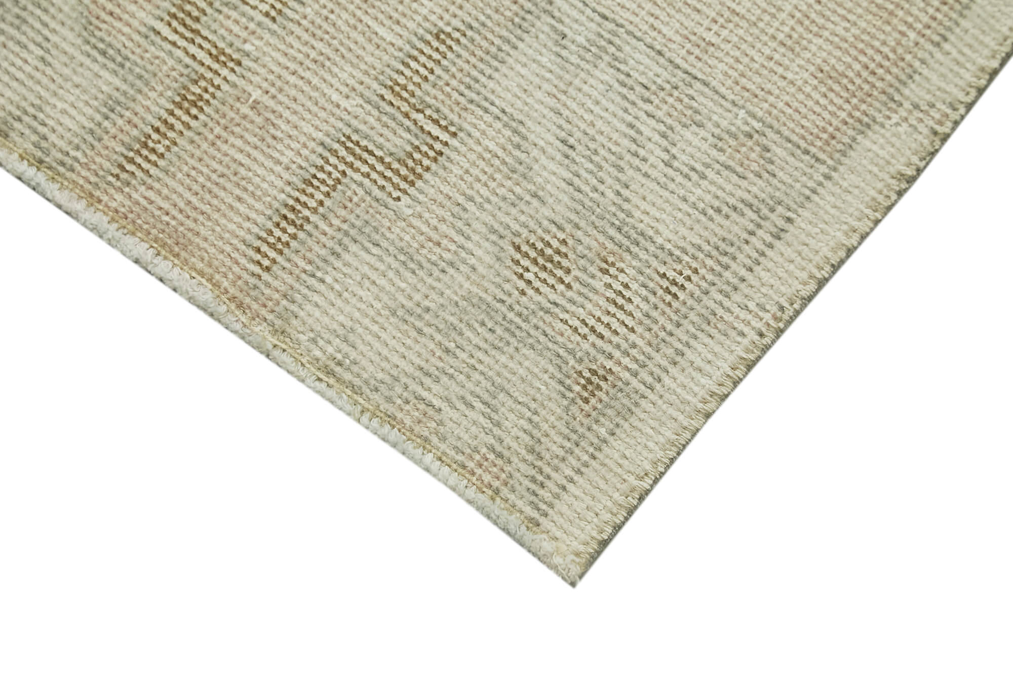 Handmade Area Rug – Overdyed Beige Vintage Wool Cotton Carpet 1'8'' x 3'0''