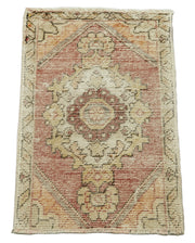 Vintage Cotton Wool Rug – Handmade Area Rug Overdyed Beige Wool Carpet 1'5'' x 2'7''