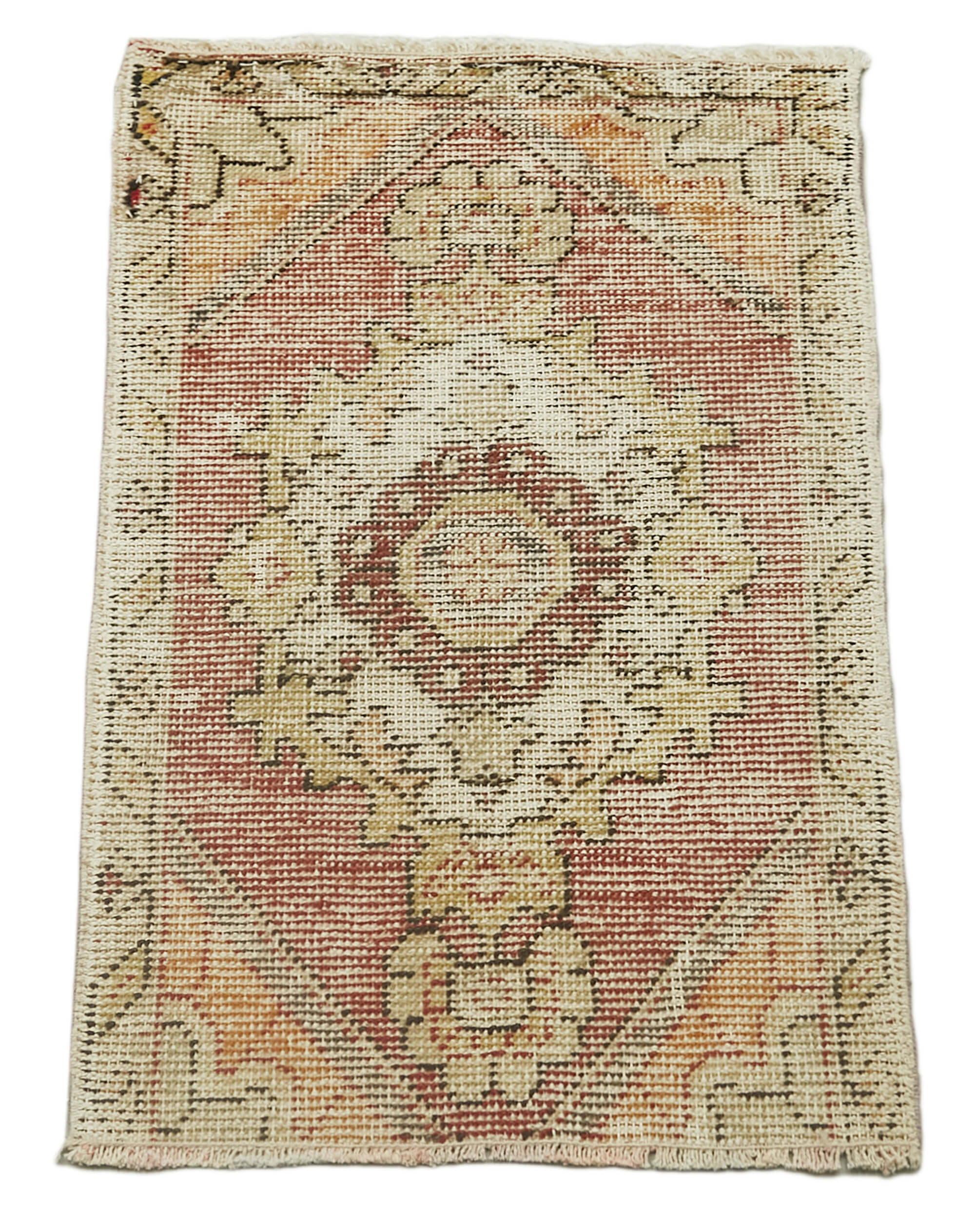 Vintage Cotton Wool Rug – Handmade Area Rug Overdyed Beige Wool Carpet 1'5'' x 2'7''