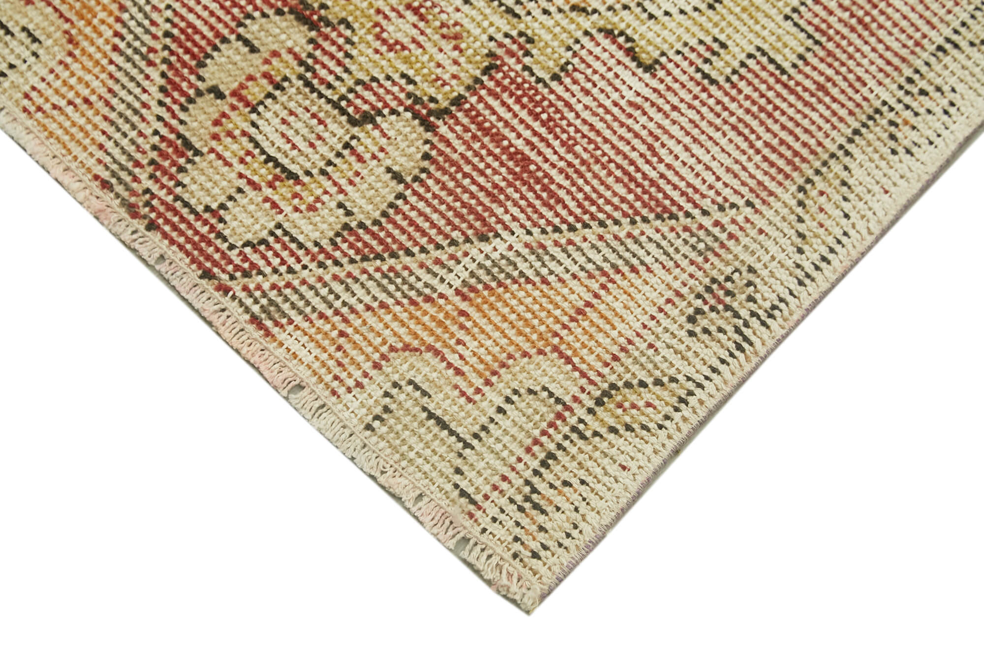 Vintage Cotton Wool Rug – Handmade Area Rug Overdyed Beige Wool Carpet 1'5'' x 2'7''