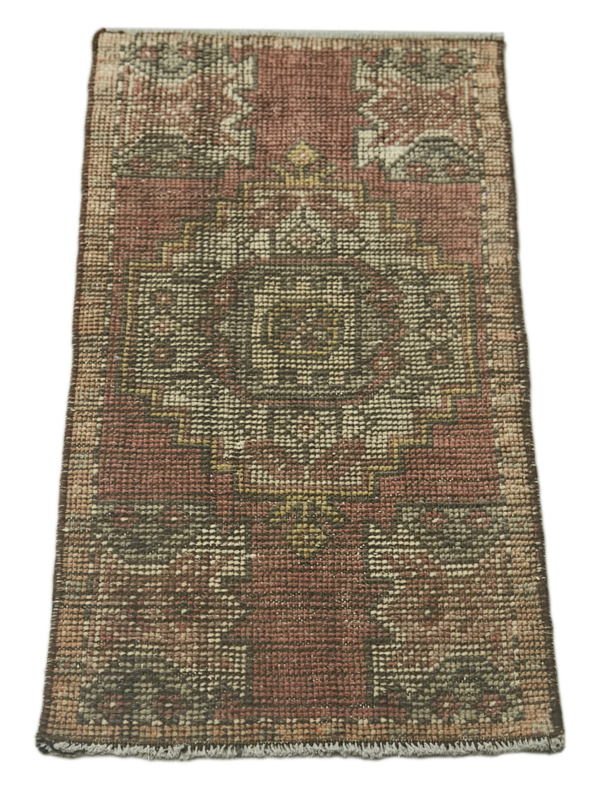 Vintage Wool Area Rug – Handmade Overdyed Burgundy Cotton Wool Rug 1'5''x2'11''