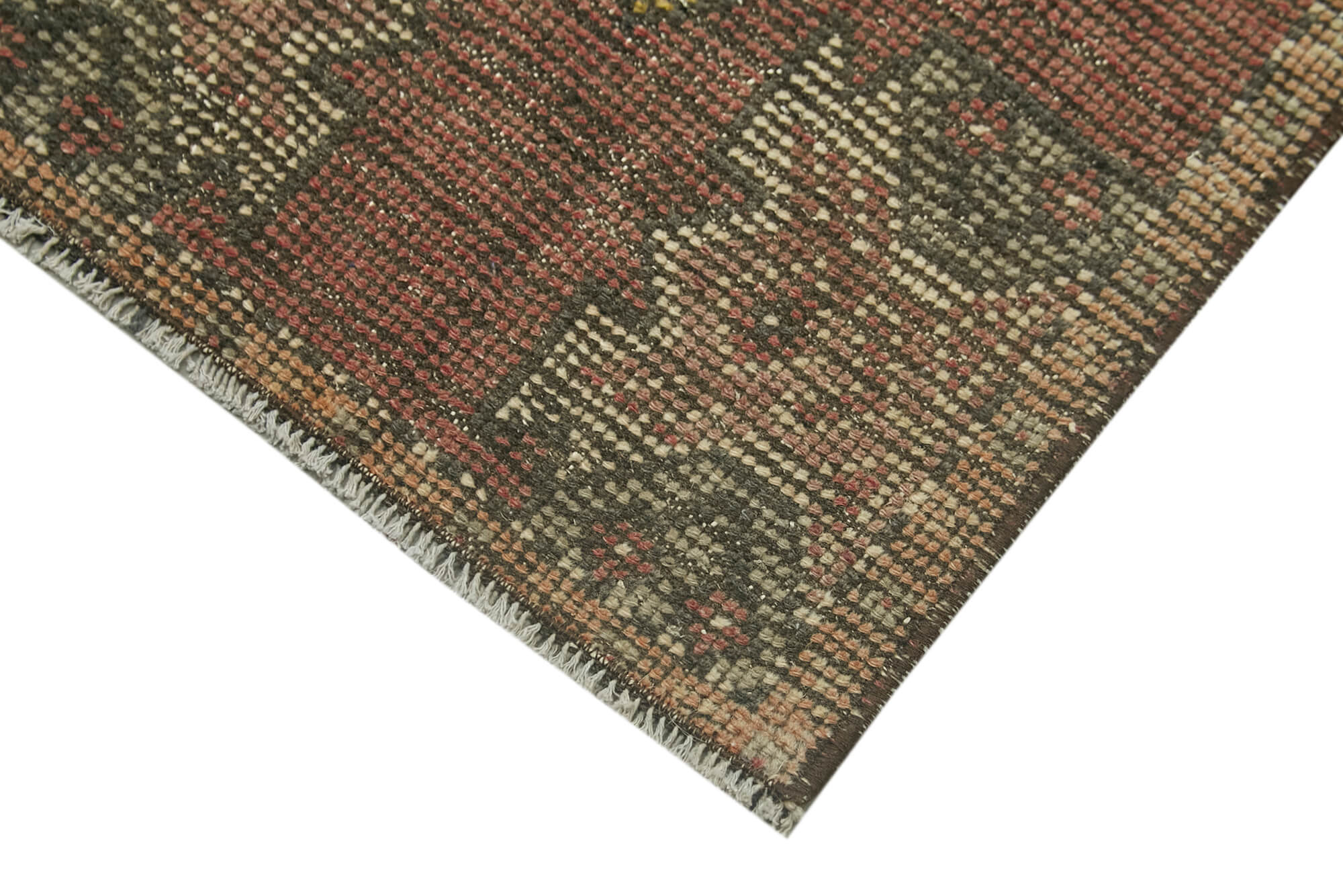 Vintage Wool Area Rug – Handmade Overdyed Burgundy Cotton Wool Rug 1'5''x2'11''