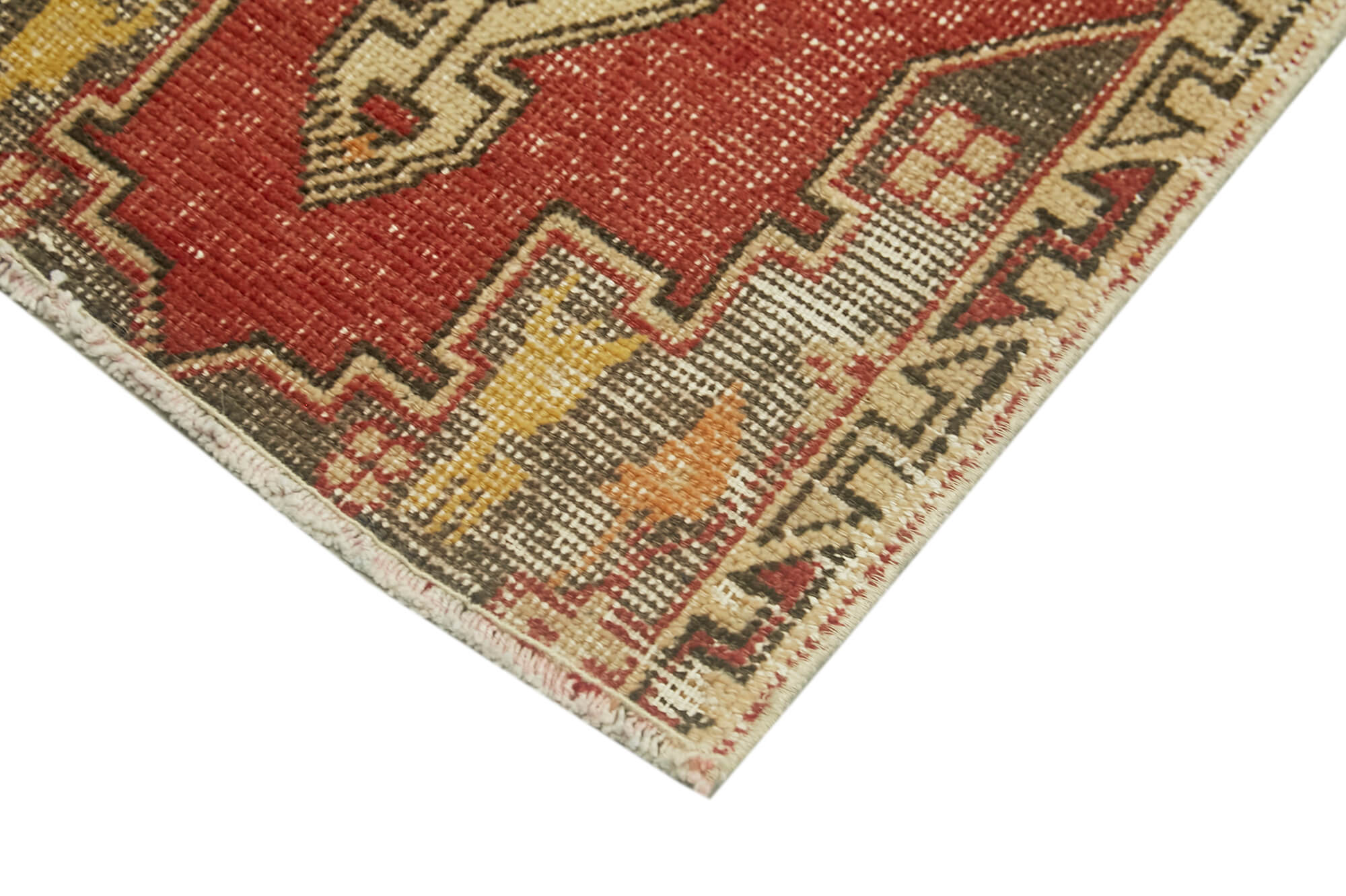 Handmade Vintage Area Rug – Overdyed Beige Cotton Wool Carpet 1'9''x2'6''