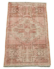 Vintage Area Rug – Handmade Wool Rug Overdyed Red Rug, Turkish Hand Knotted Cotton Wool Carpet 1'5'' x 2'10''