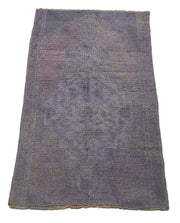 Vintage Wool Area Rug - Handmade Cotton Wool Blend Overdyed Purple Carpet 1'8''x3'2''