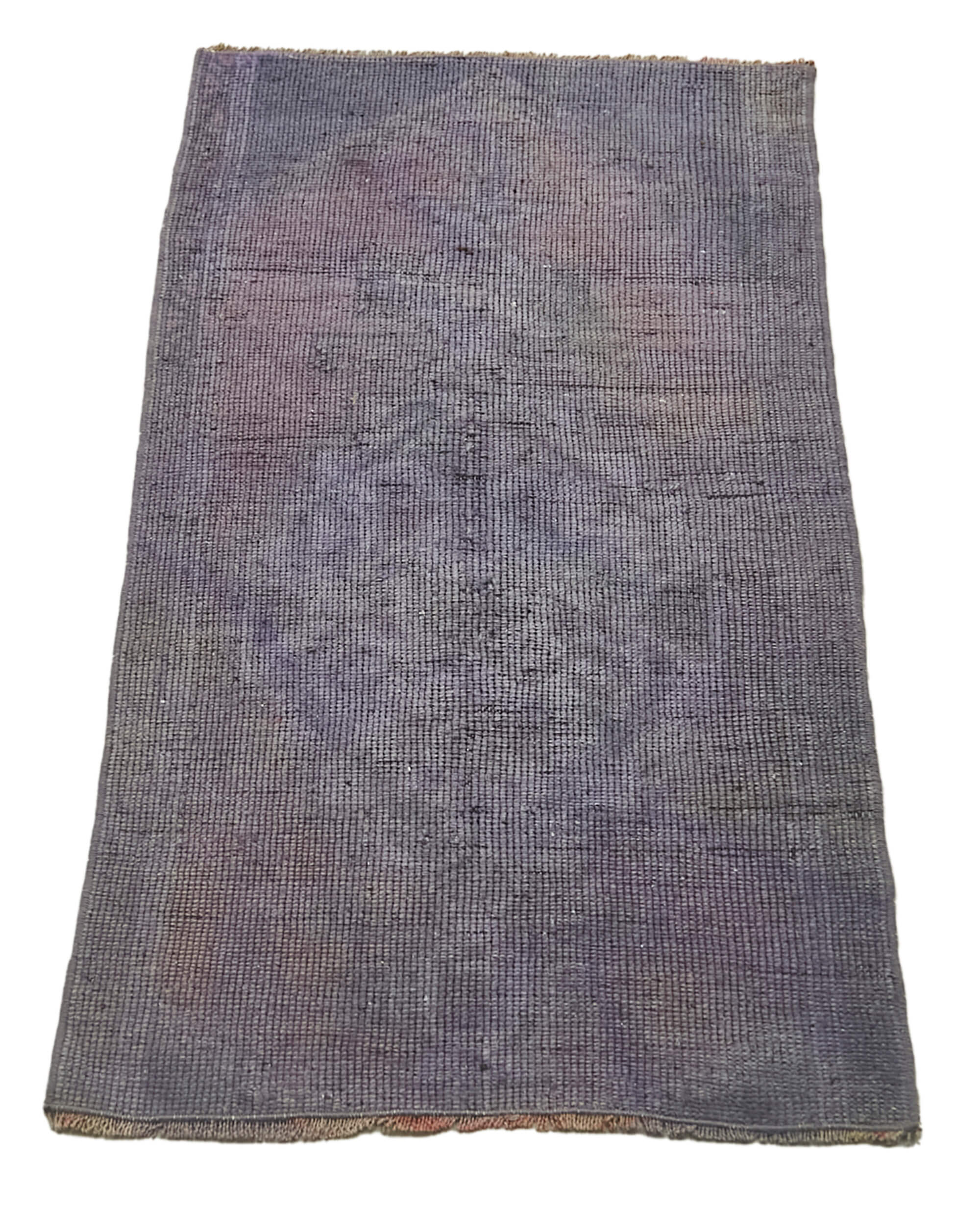 Vintage Wool Area Rug - Handmade Cotton Wool Blend Overdyed Purple Carpet 1'8''x3'2''