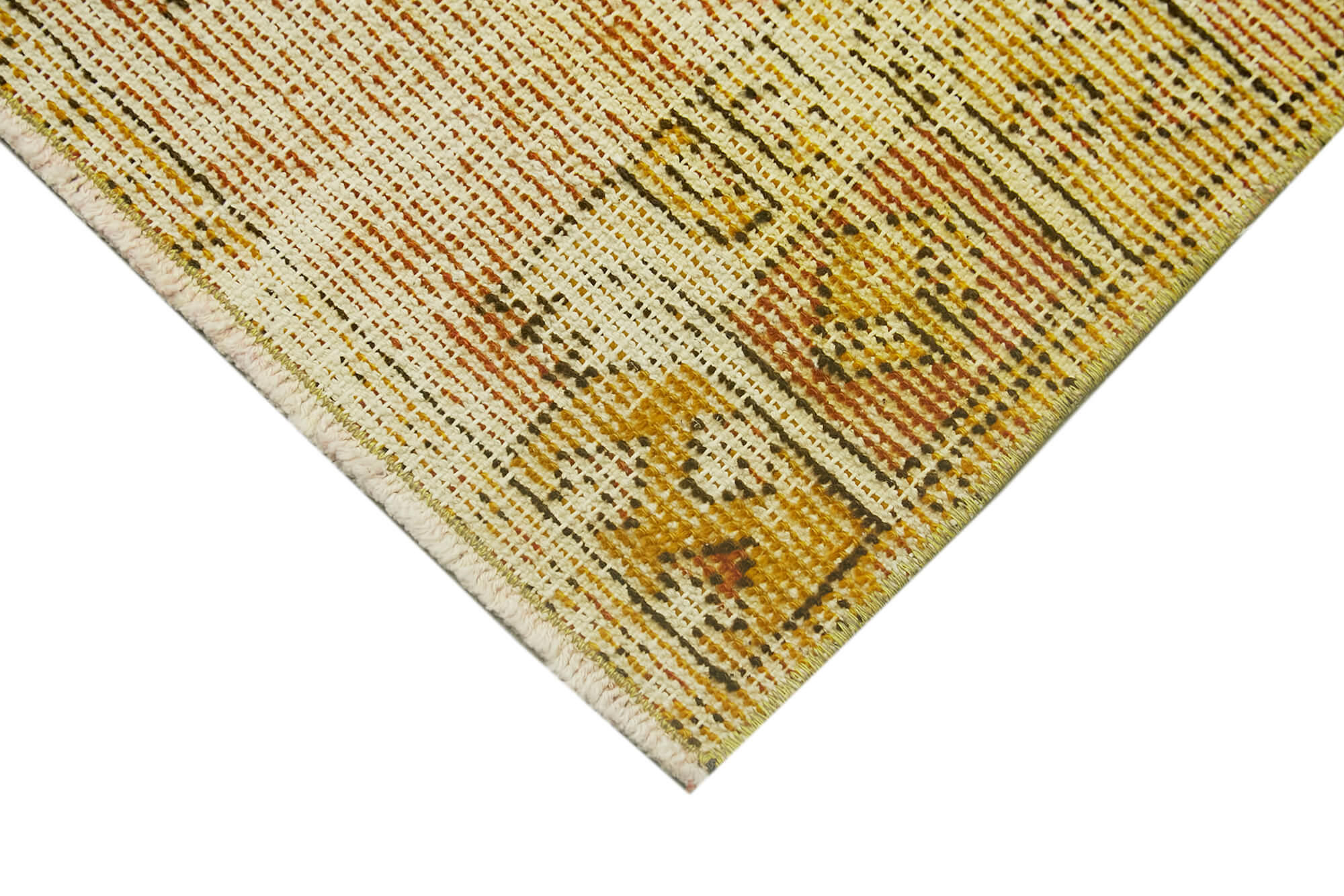 Vintage Wool Area Rug – Handmade Cotton Rug | Overdyed Yellow 1'6''x2'11''