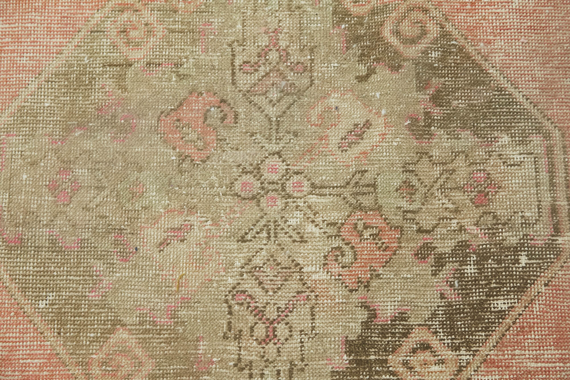 Handmade Vintage Area Rug - Overdyed Beige Wool Cotton Turkish Hand Knotted Small Decorative Rug 2'4"x2'5"