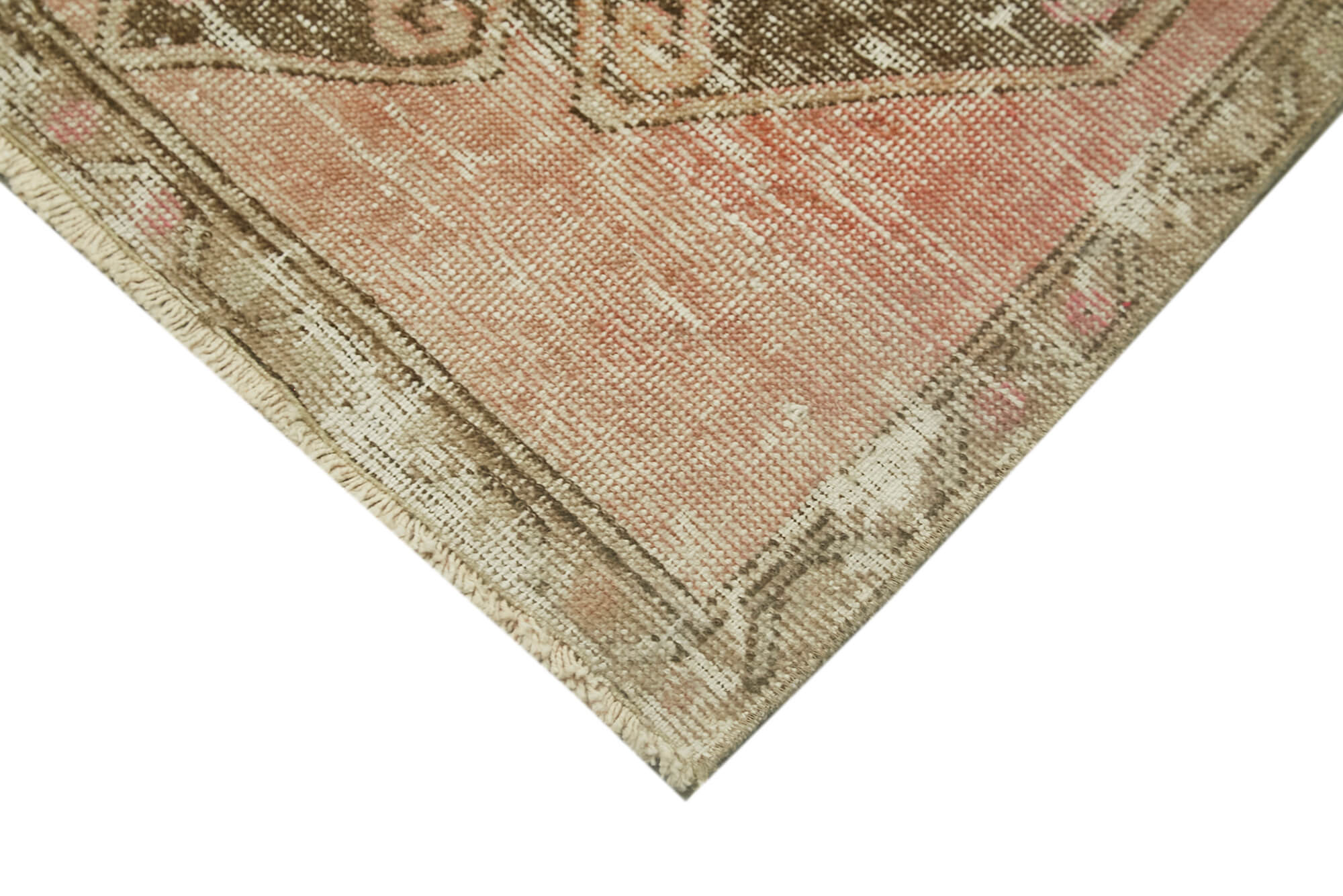 Handmade Vintage Area Rug - Overdyed Beige Wool Cotton Turkish Hand Knotted Small Decorative Rug 2'4"x2'5"