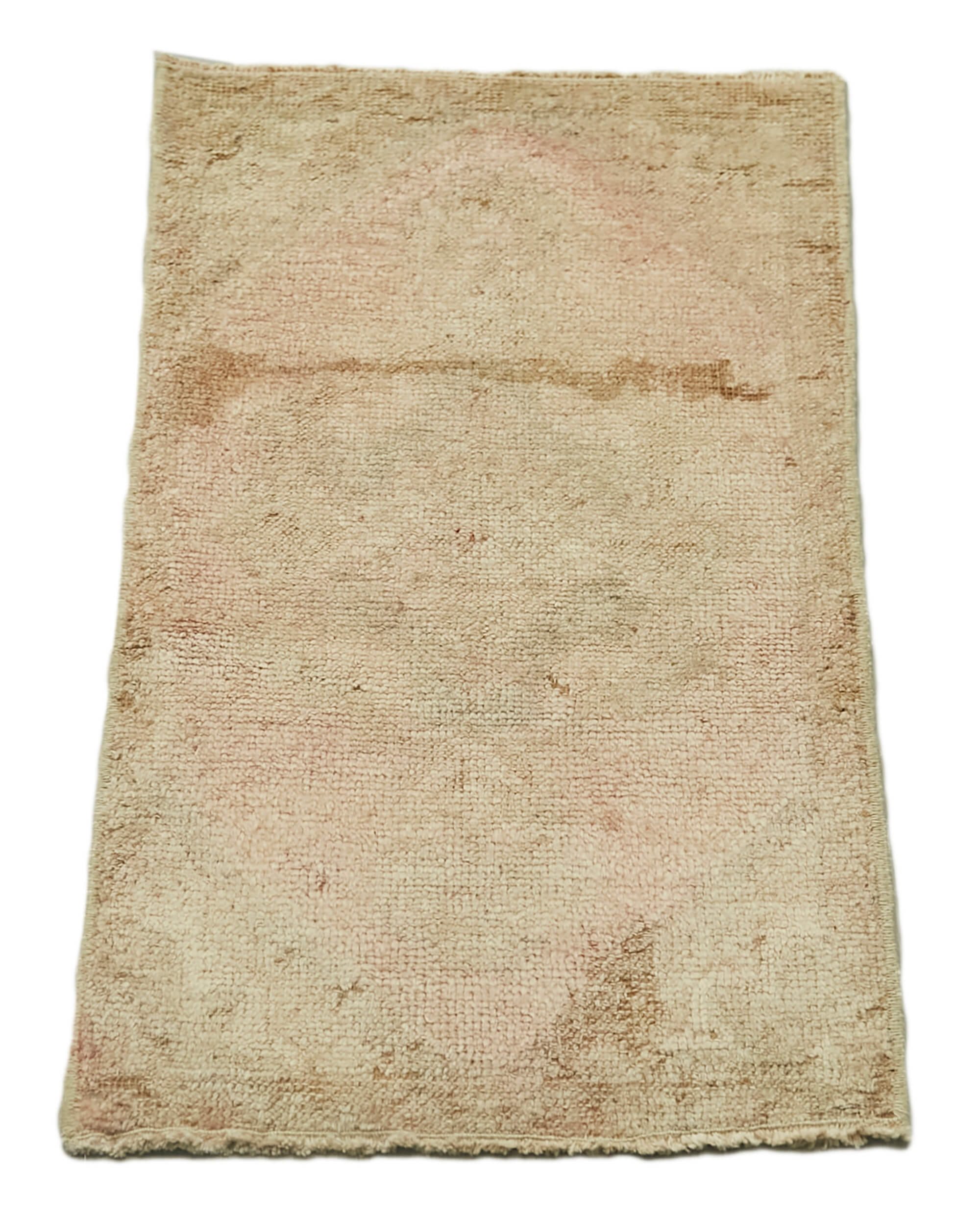 Handmade Vintage Area Rug – Overdyed Beige Wool Cotton Carpet, Durable Eco Friendly