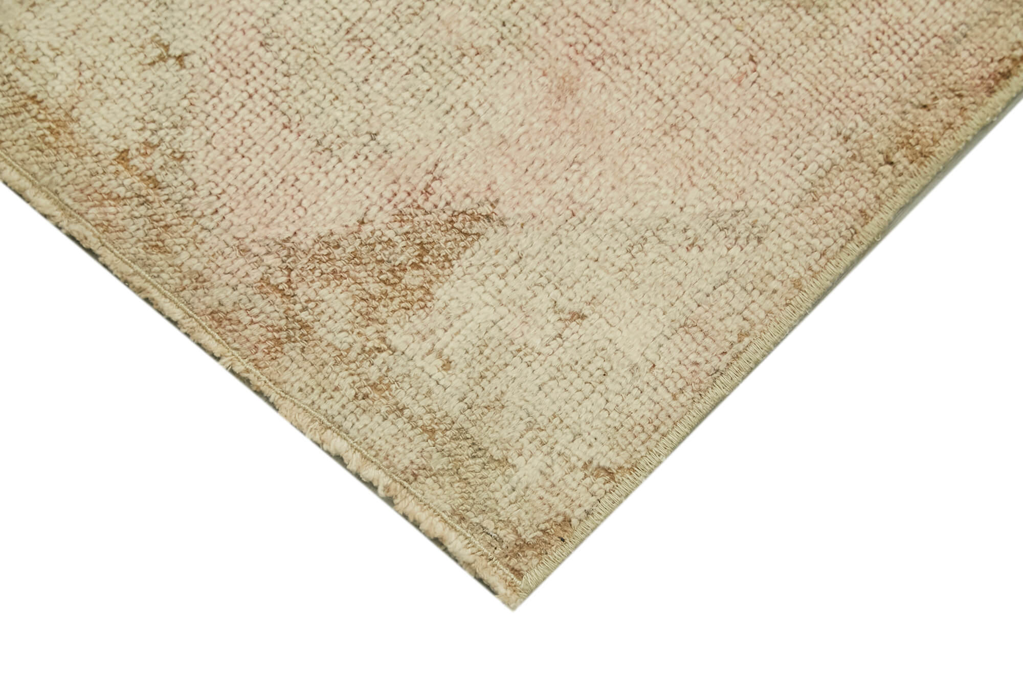 Handmade Vintage Area Rug – Overdyed Beige Wool Cotton Carpet, Durable Eco Friendly