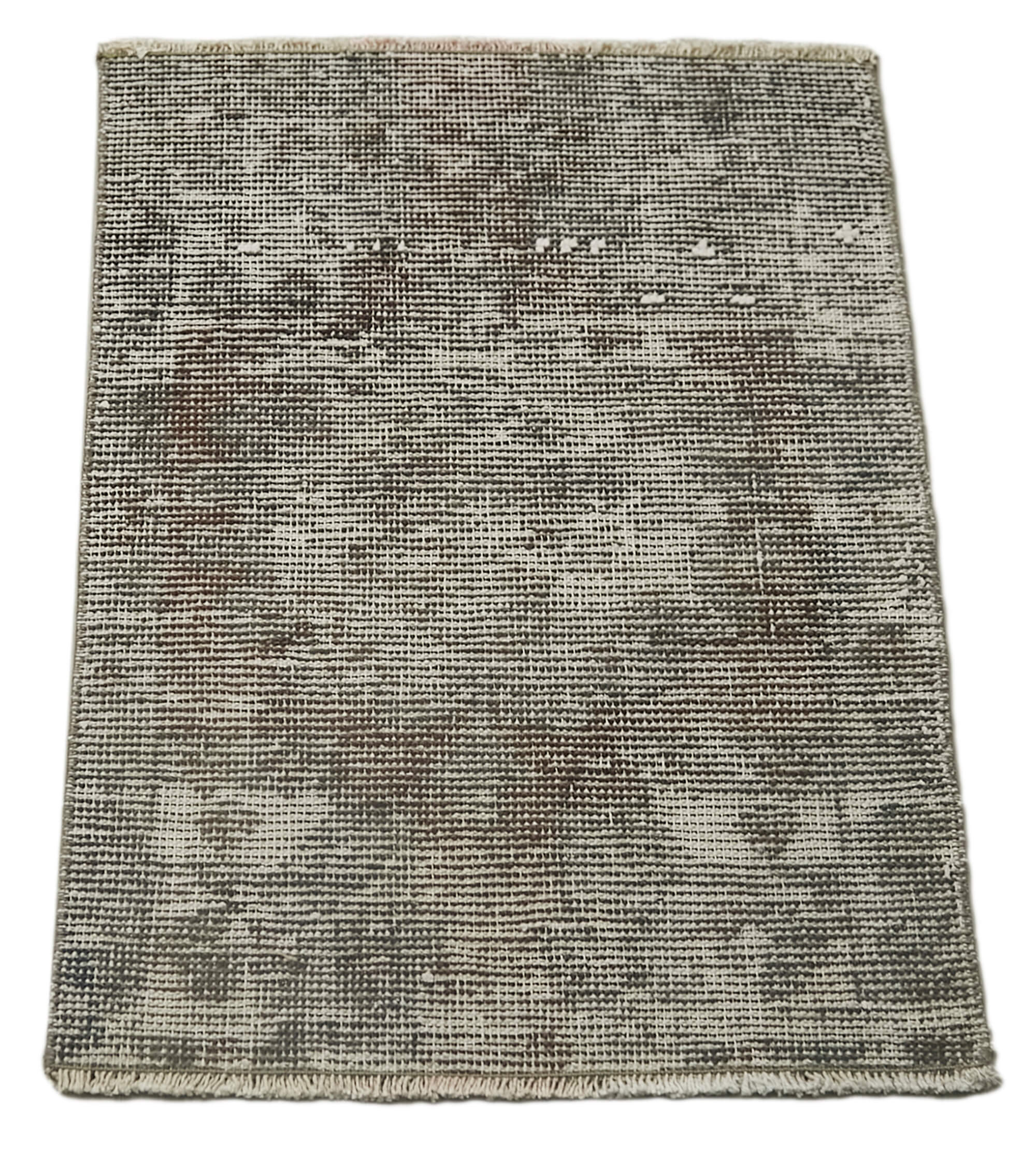 Vintage Handmade Area Rug - Overdyed Grey Hand Knotted Wool Cotton Carpet 1.5x2.2 ft