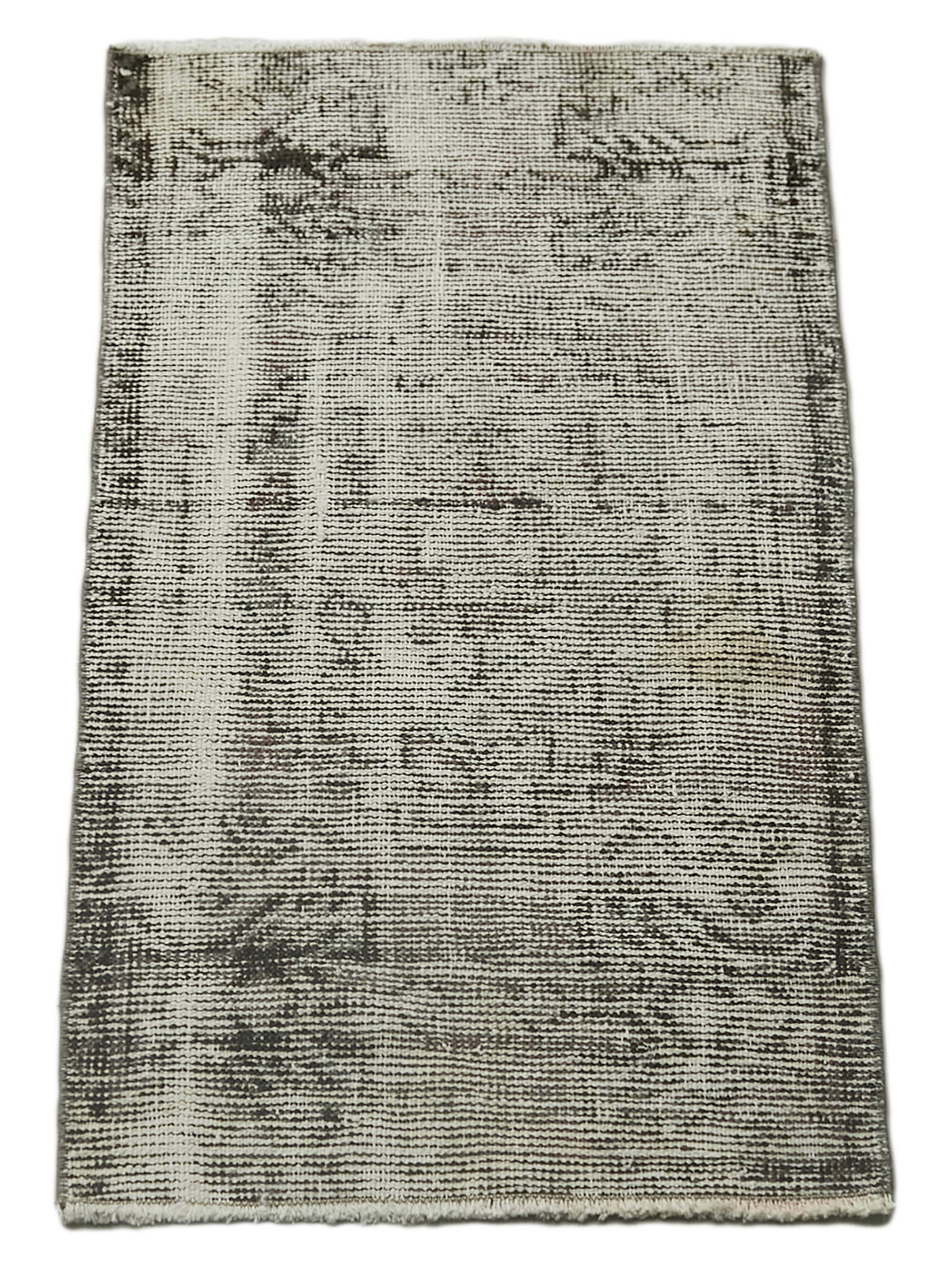 Vintage Wool Area Rug - Handmade Cotton Rug Overdyed Grey Rustic Style 1'5''x2'9''