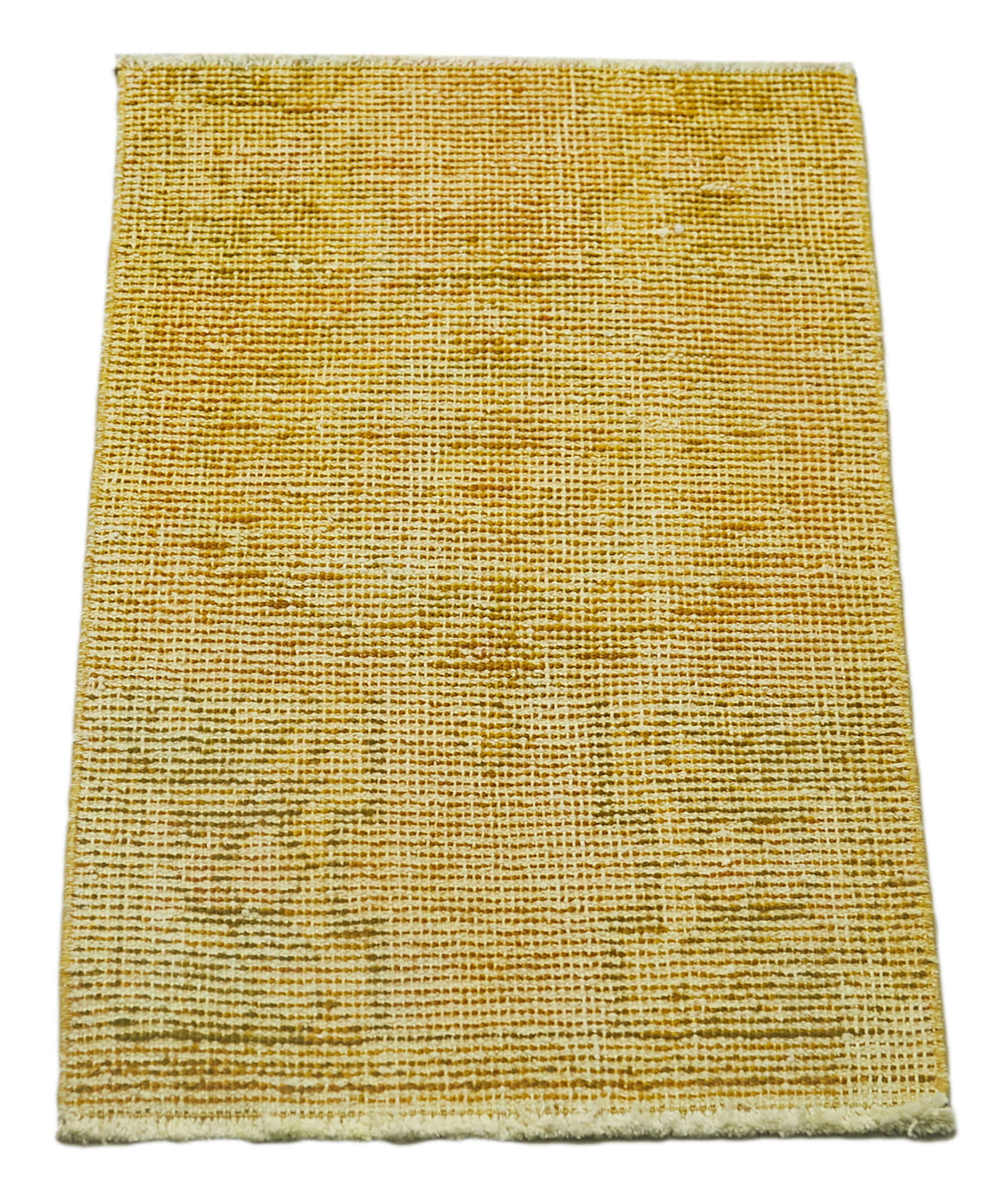 Vintage Cotton Wool Rug – Handmade Area Rug | Overdyed Yellow Turkish Carpet 1'6''x2'6''