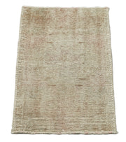 Handmade Vintage Area Rug – Overdyed Cotton Wool Rug | Vintage Beige Carpet 1'5''x2'6''