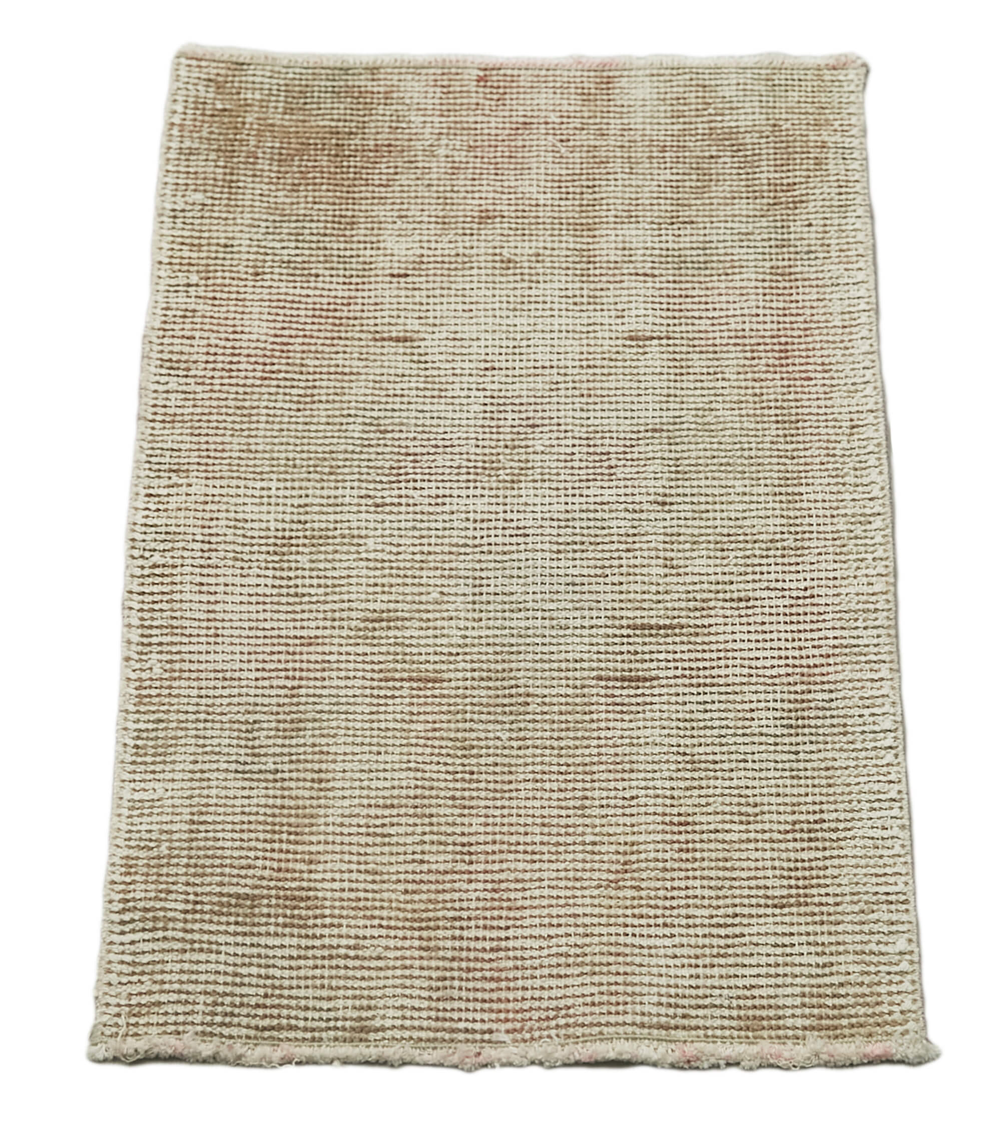 Handmade Vintage Area Rug – Overdyed Cotton Wool Rug | Vintage Beige Carpet 1'5''x2'6''