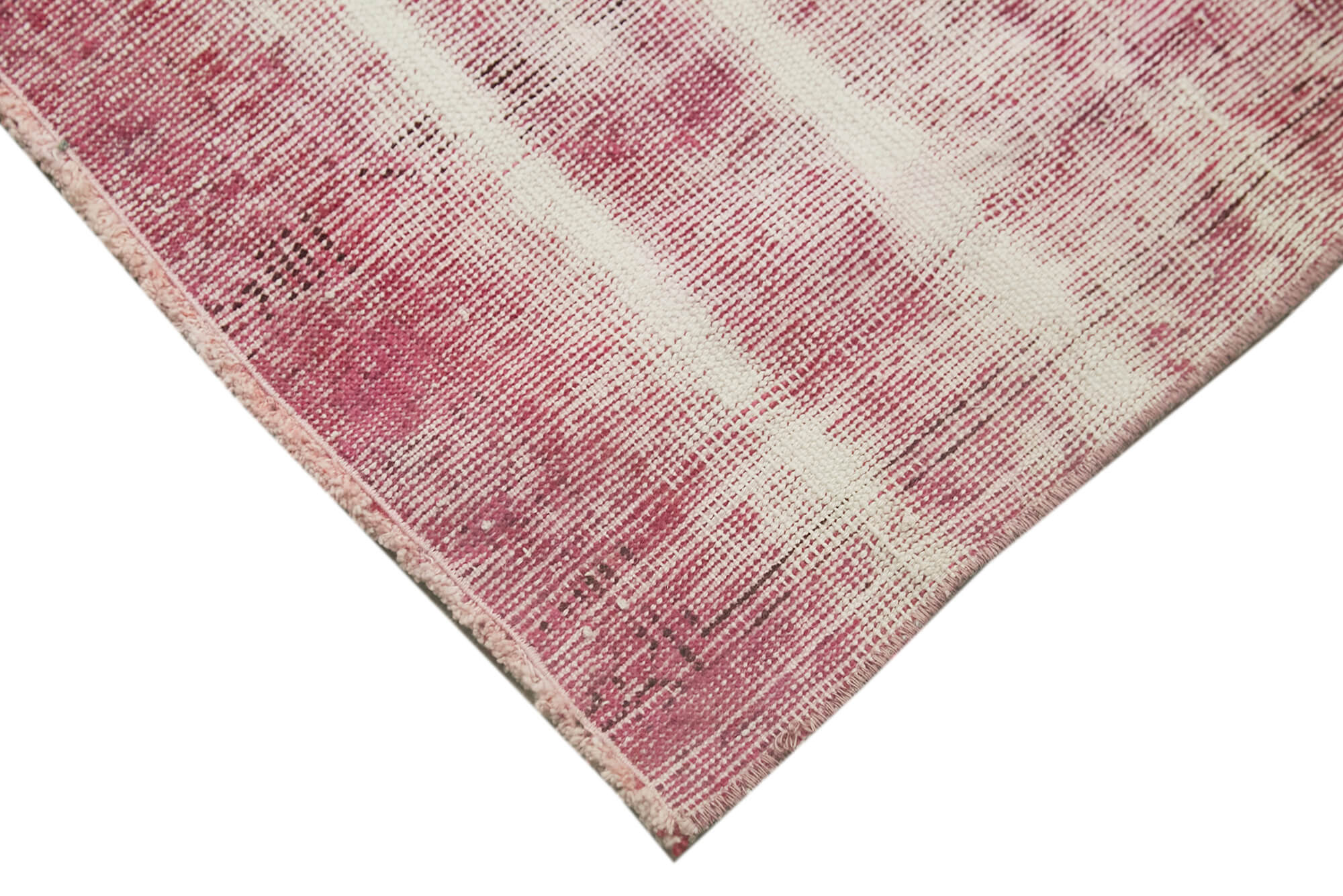 Handmade Vintage Area Rug – Overdyed Pink Cotton Wool Blend, 2'2'' x 2'3'' Small Rug