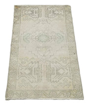 Vintage Handmade Area Rug – Hand Woven Rug Overdyed Beige 1x3 Ft Cotton Wool