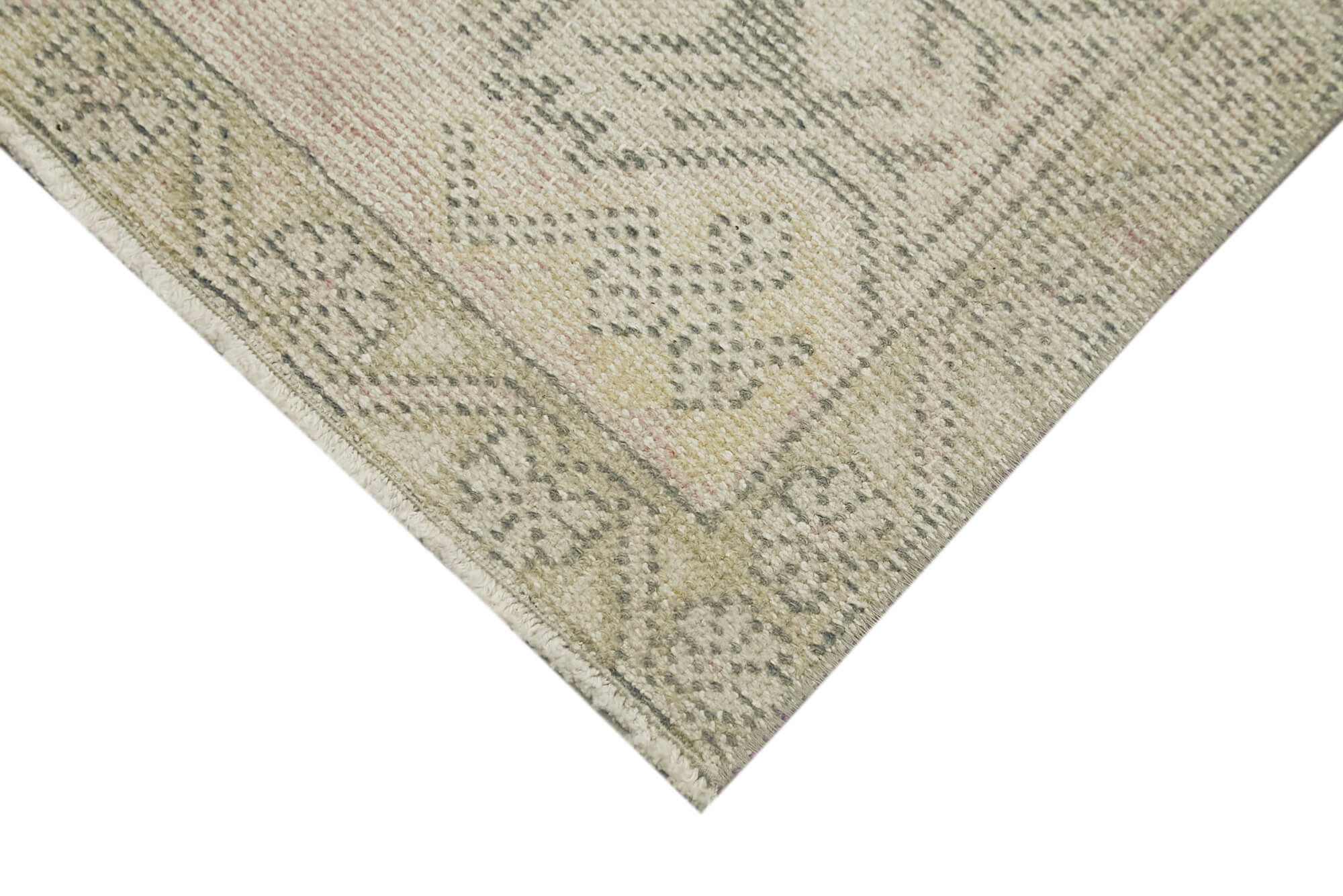 Vintage Handmade Area Rug – Hand Woven Rug Overdyed Beige 1x3 Ft Cotton Wool