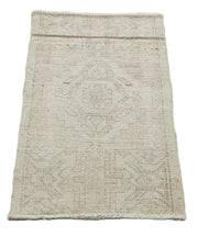 Handmade Vintage Area Rug | Small Decorative Overdyed Beige Turkish Wool Carpet 1'7''x2'8''