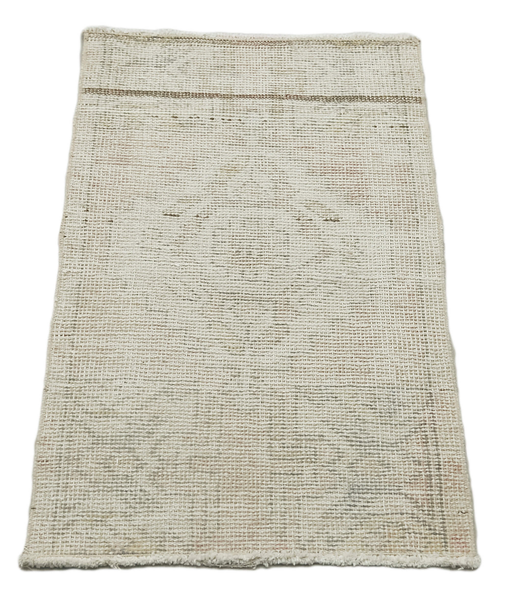 Handmade Vintage Area Rug | Small Decorative Overdyed Beige Turkish Wool Carpet 1'7''x2'8''