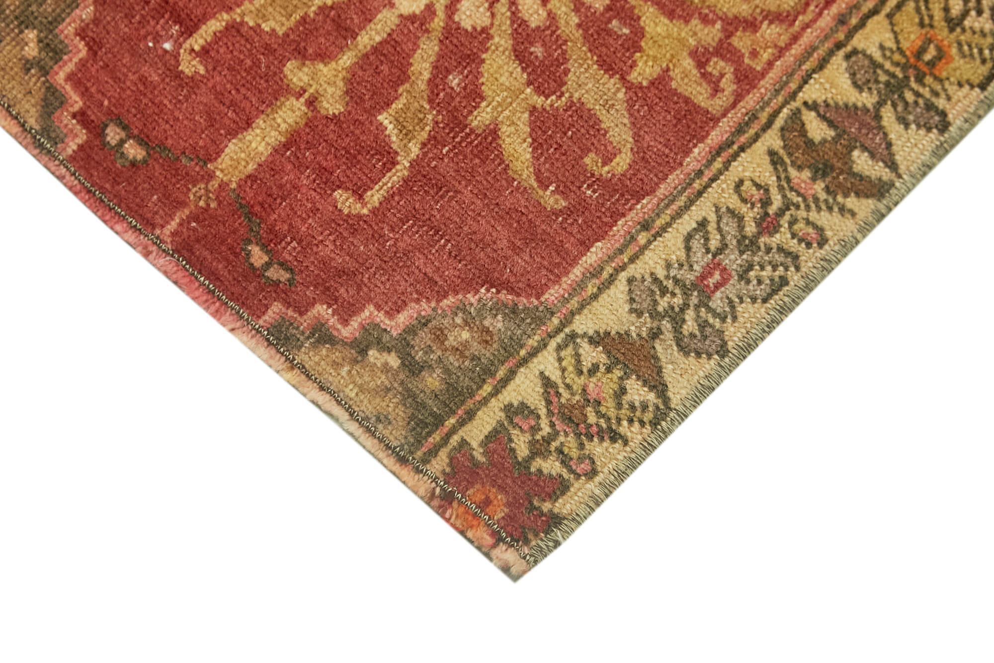 Vintage Wool Area Rug – Handmade Cotton Rug | Overdyed Red Turkish Carpet 1'4''x2'6''
