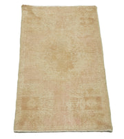 Vintage Handmade Area Rug – Overdyed Beige Cotton Wool, Hand Woven Turkish Carpet 1'8''x3'1''