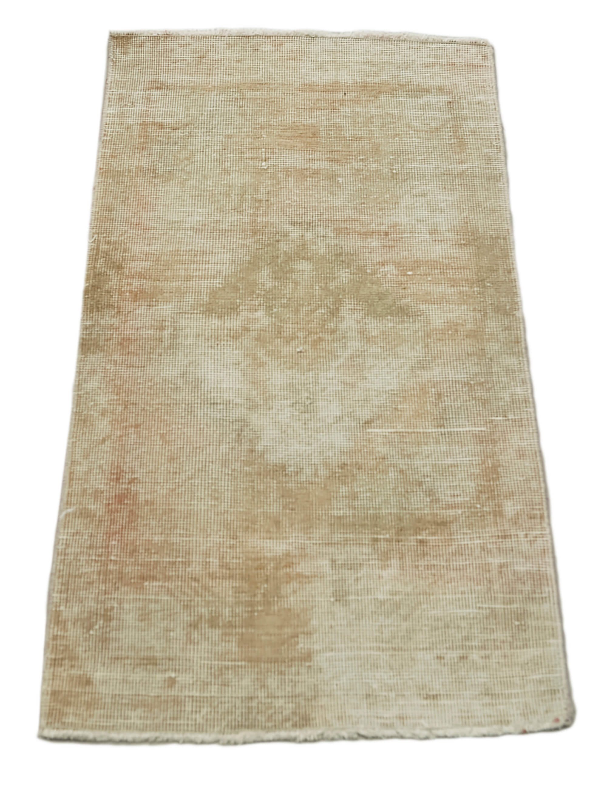 Handmade Area Rug – Overdyed Vintage Wool Cotton Carpet 1'8'' x 3'2'' Beige