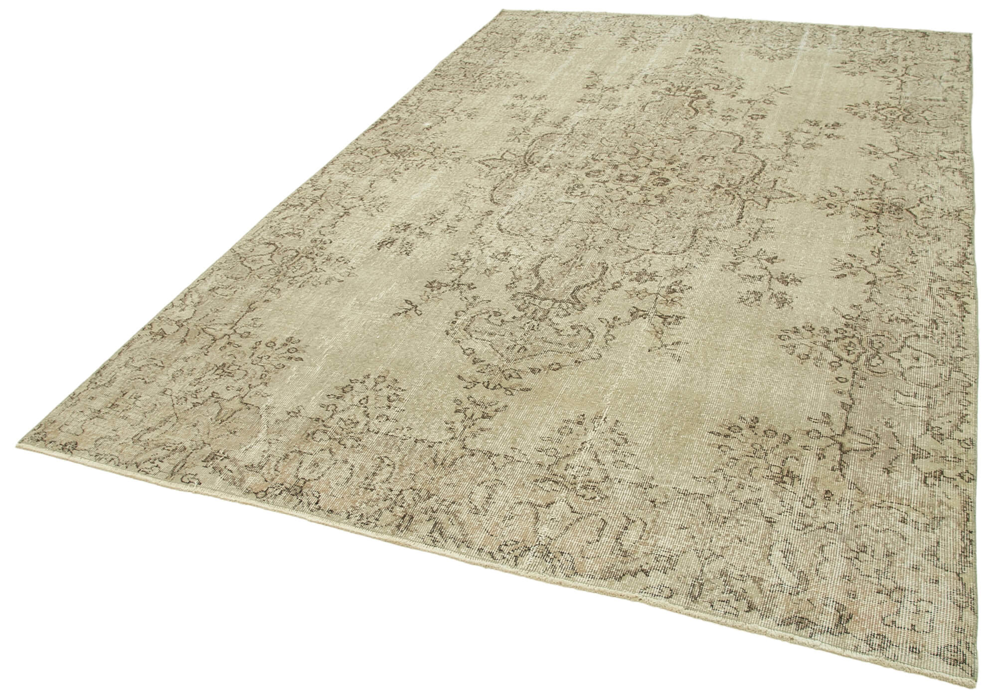 Handmade Wool Area Rug | Durable Cotton Weave, Soft Wool Carpet, Neutral Color Rug 6'7''x10'1''