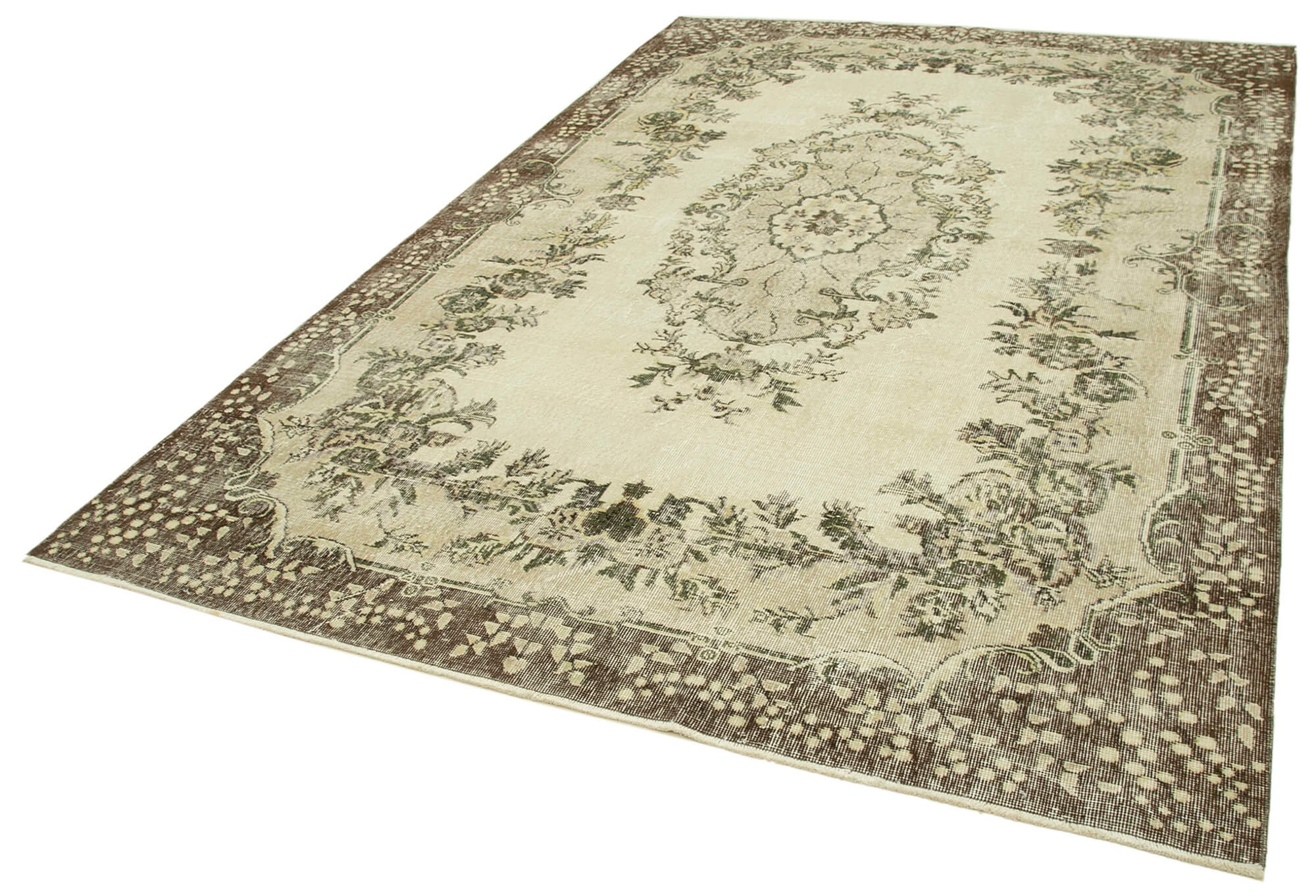 Handmade Wool Area Rug – Vintage Cotton Rug, Neutral Beige, Durable Turkish Wool Carpet 6'10''x10'2''
