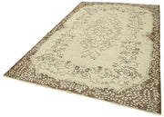 Vintage Wool Area Rug – Handmade Cotton Rug | Beige Vintage Carpet 6'2''x9'11''