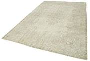 Handmade Wool Area Rug – Vintage Cotton Rug, Beige Wool Carpet, 6'7''x9'8''